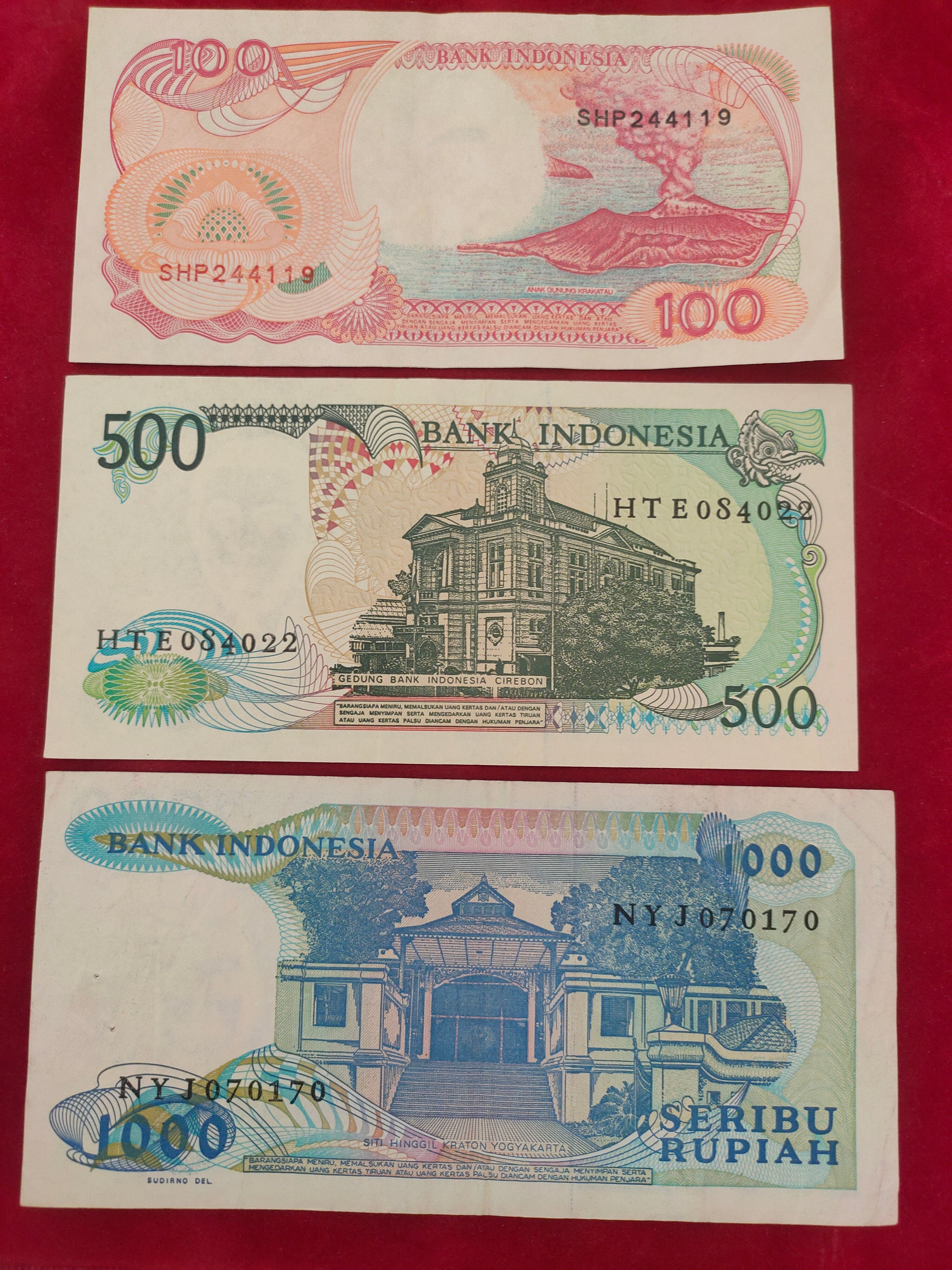 BANK OF INDONESIA 100, 500, 1000 RUPIAH (D578)