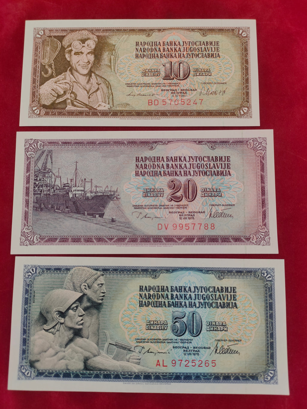NATIONAL BANK OF YUGOSLAVIA 10, 20, 50 DINARA (C637)
