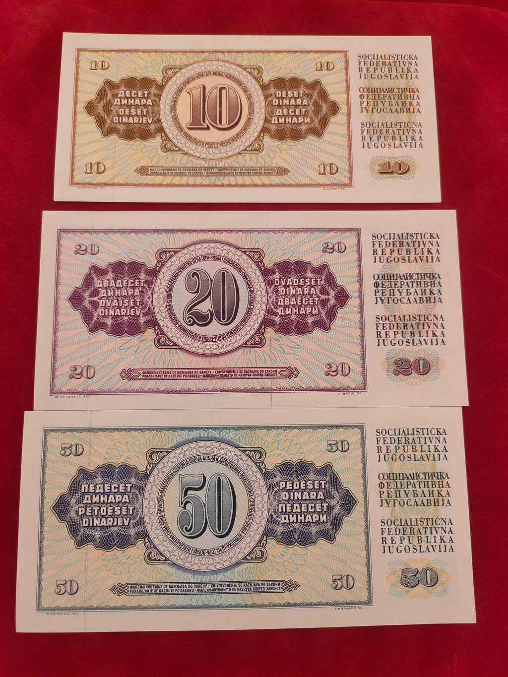 NATIONAL BANK OF YUGOSLAVIA 10, 20, 50 DINARA (C637)