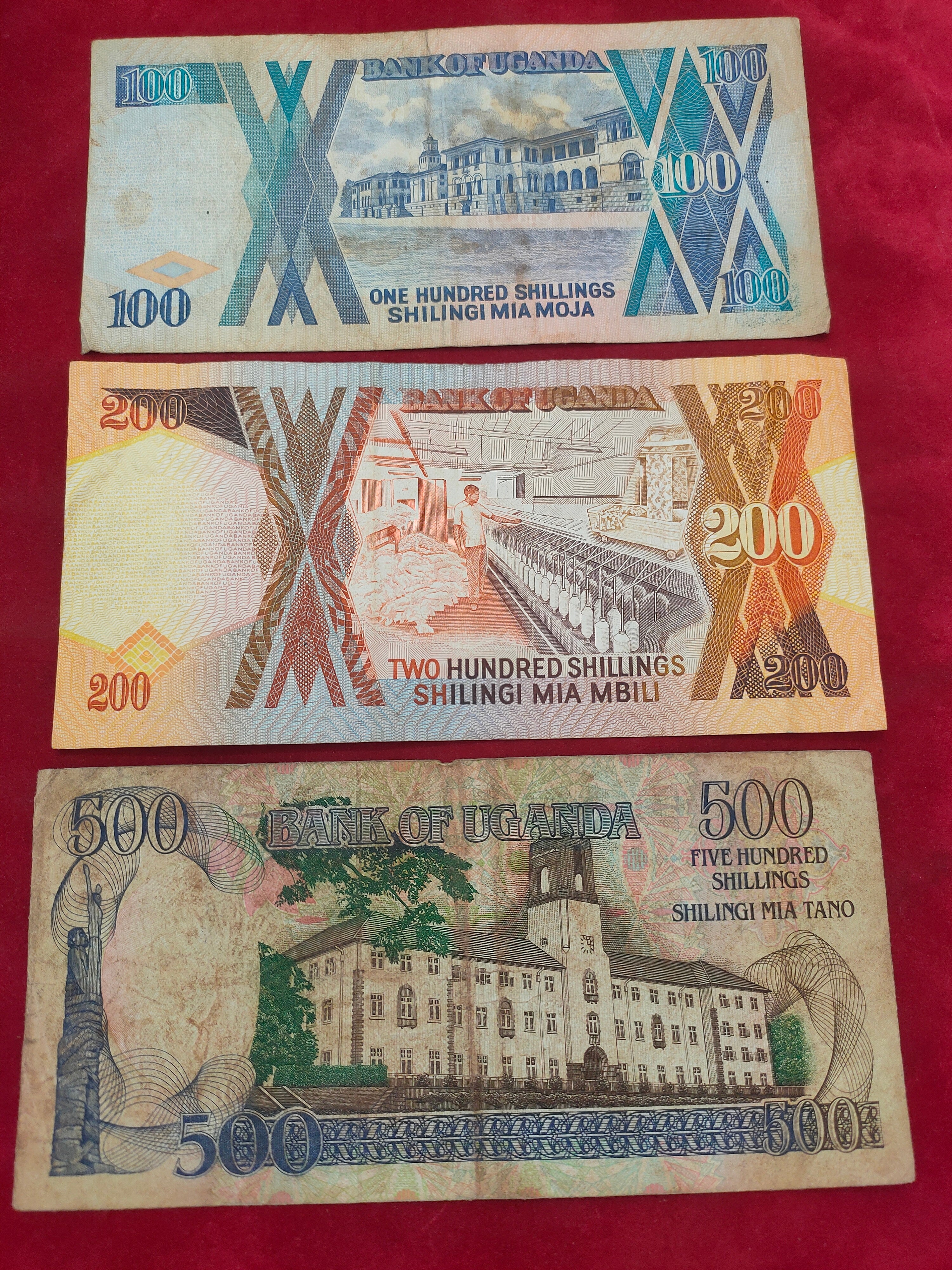 BANK OF UGANDA 100, 200, 500 SHILLINGS (C763)