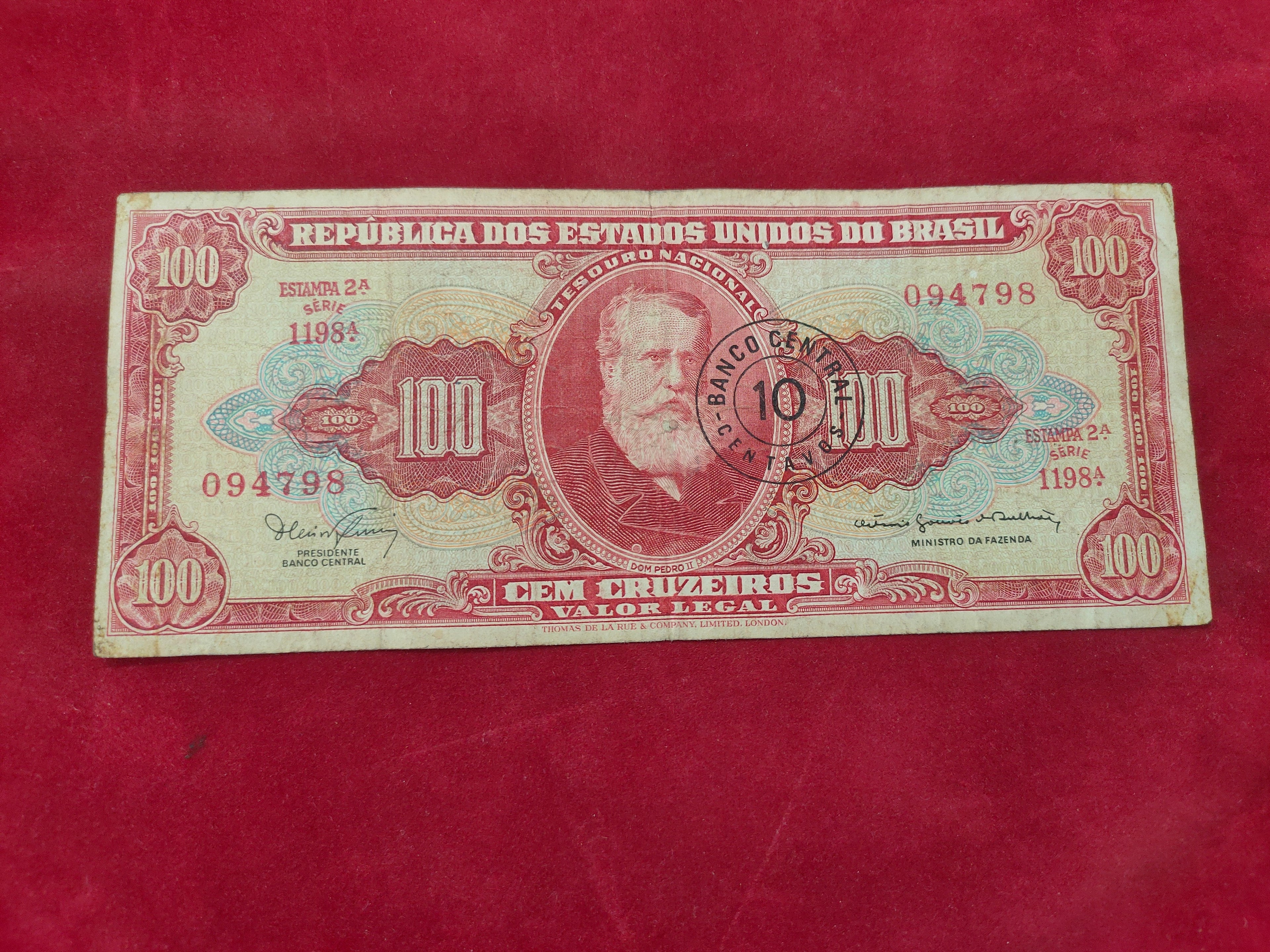 CENTRAL BANK OF BRASIL 100 CRUZEIROS (D881)