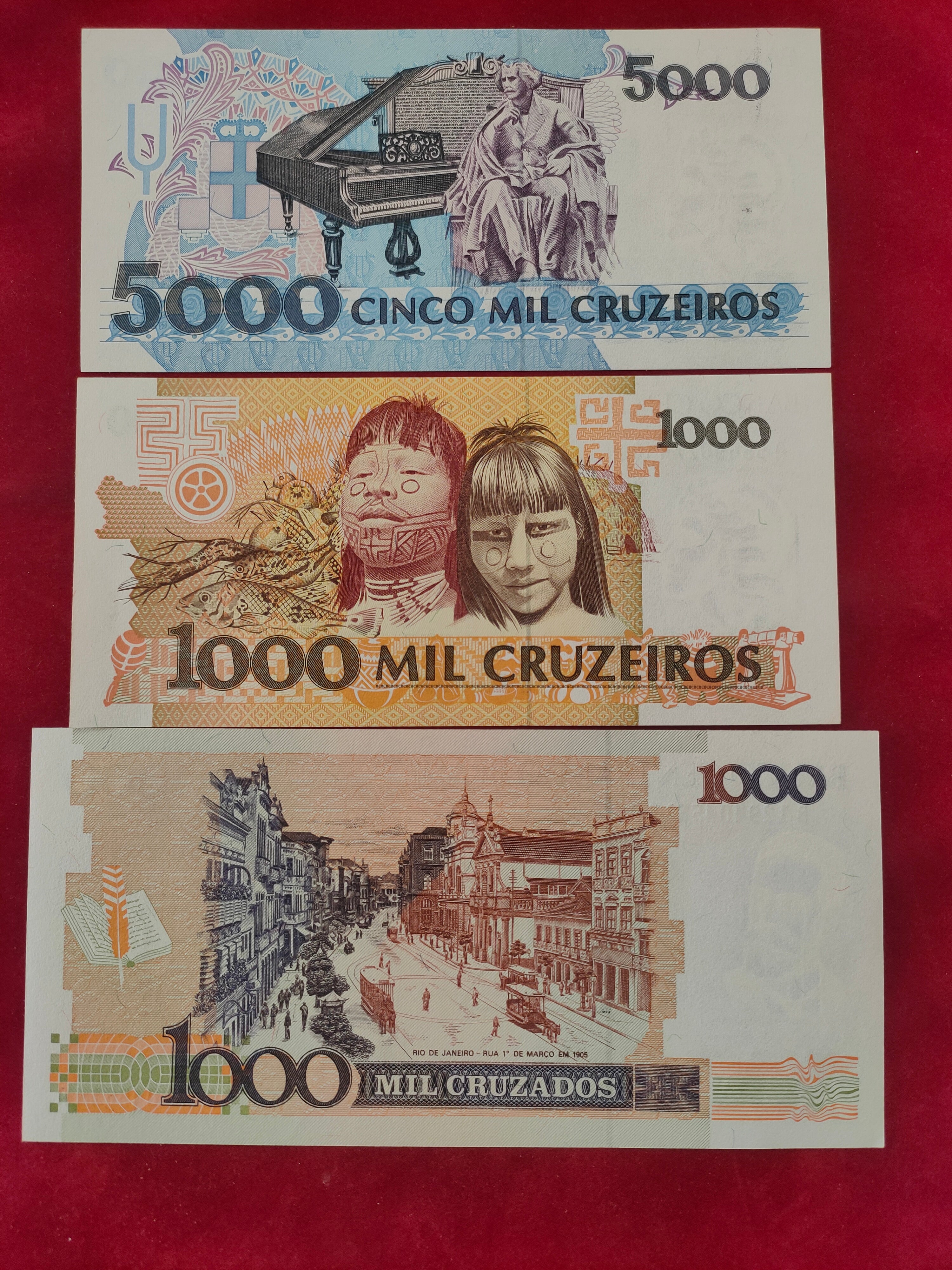 CENTRAL BANK OF BRASIL 5000, 1000, CRUZADOS (D969)