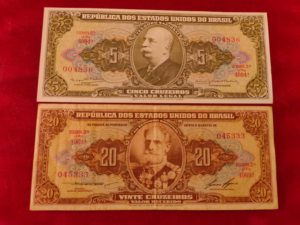BANK OF BARSIL 5, 20, 100, 10000 CRUZEIROS (252)