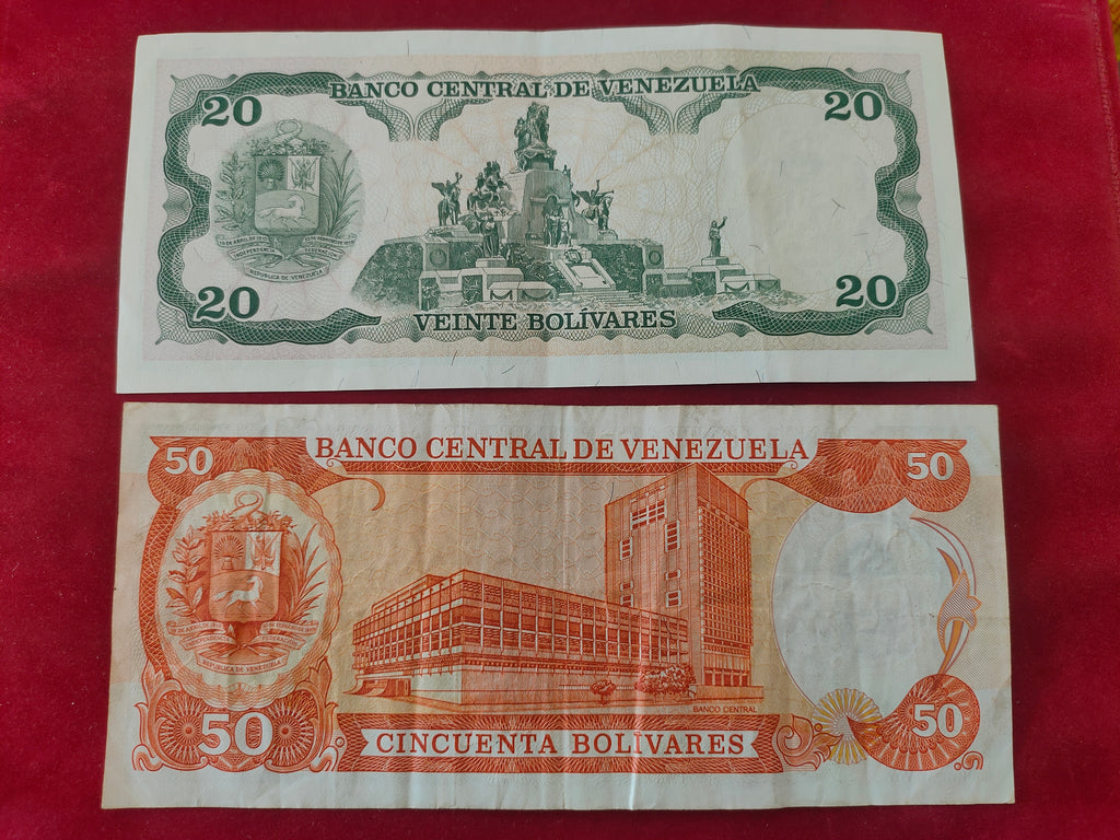 CENTRAL BANK OF VENEZUELA 20, 50 BOLIVARES (D985)