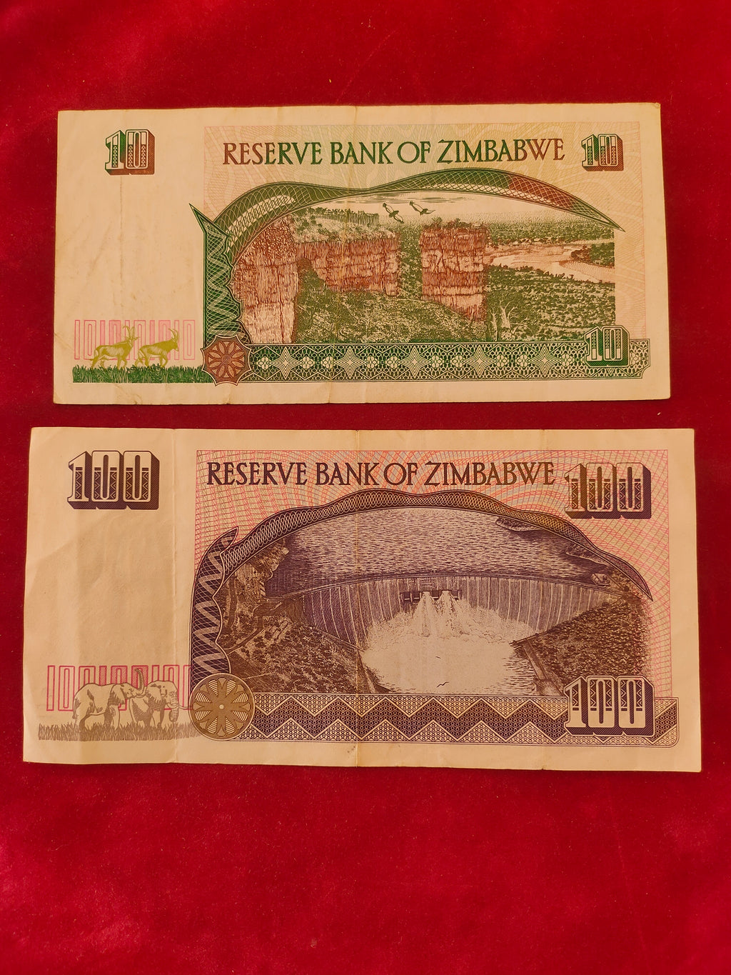 CENTRAL BANK OF ZIMBABWE 5, 10, 100 DOLLARS (C168)