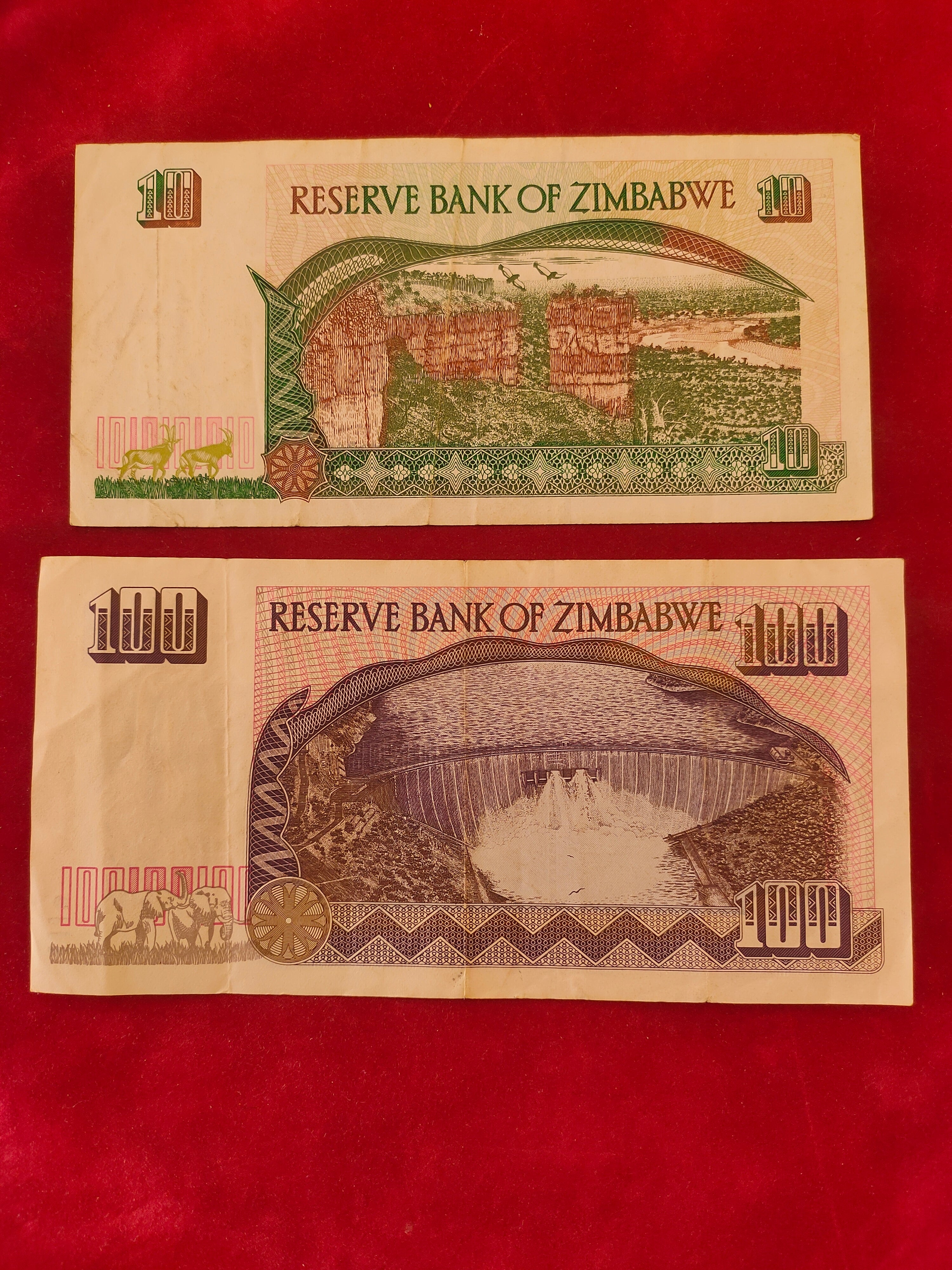 CENTRAL BANK OF ZIMBABWE 5, 10, 100 DOLLARS (C168)