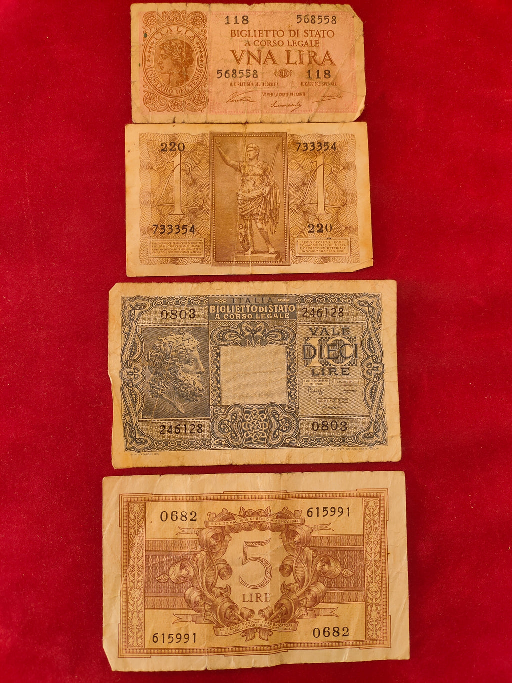 BANK OF ITALY 1, 5, 10 LIRE (D849)