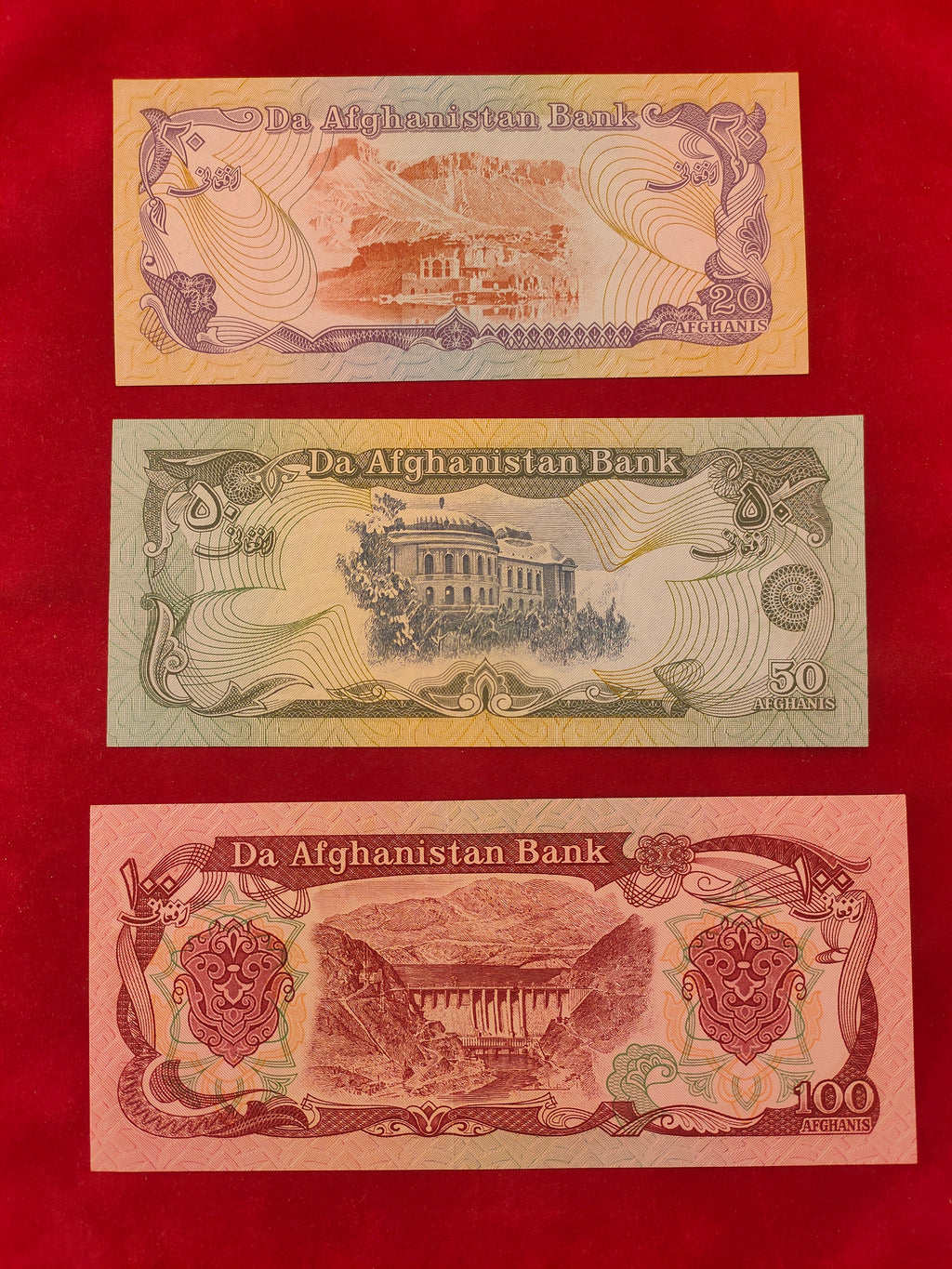 BANK OF AFGHANISTAN 20, 50, 100, 500, 1000 AFGHANIS (C190)