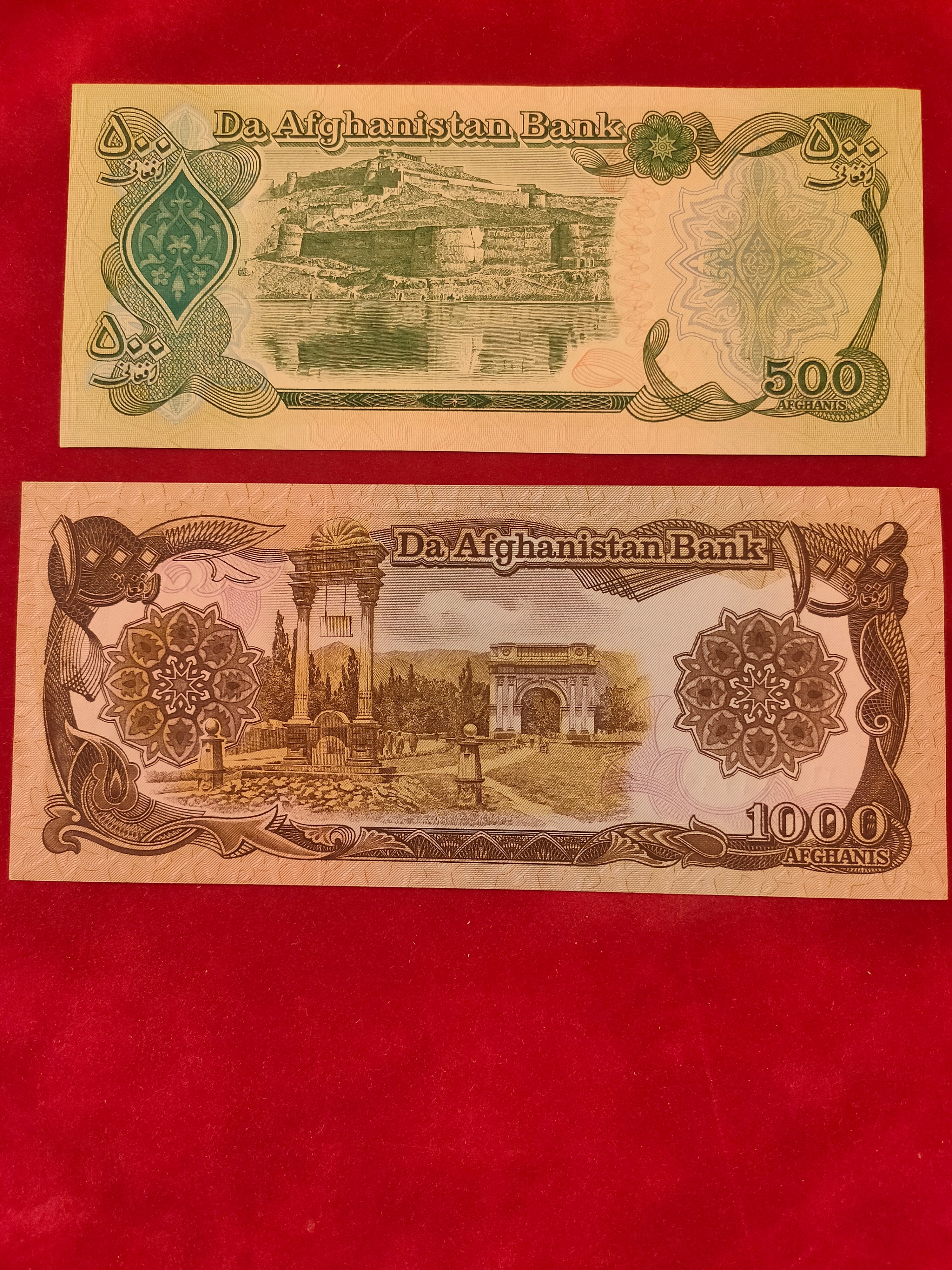 BANK OF AFGHANISTAN 20, 50, 100, 500, 1000 AFGHANIS (C190)