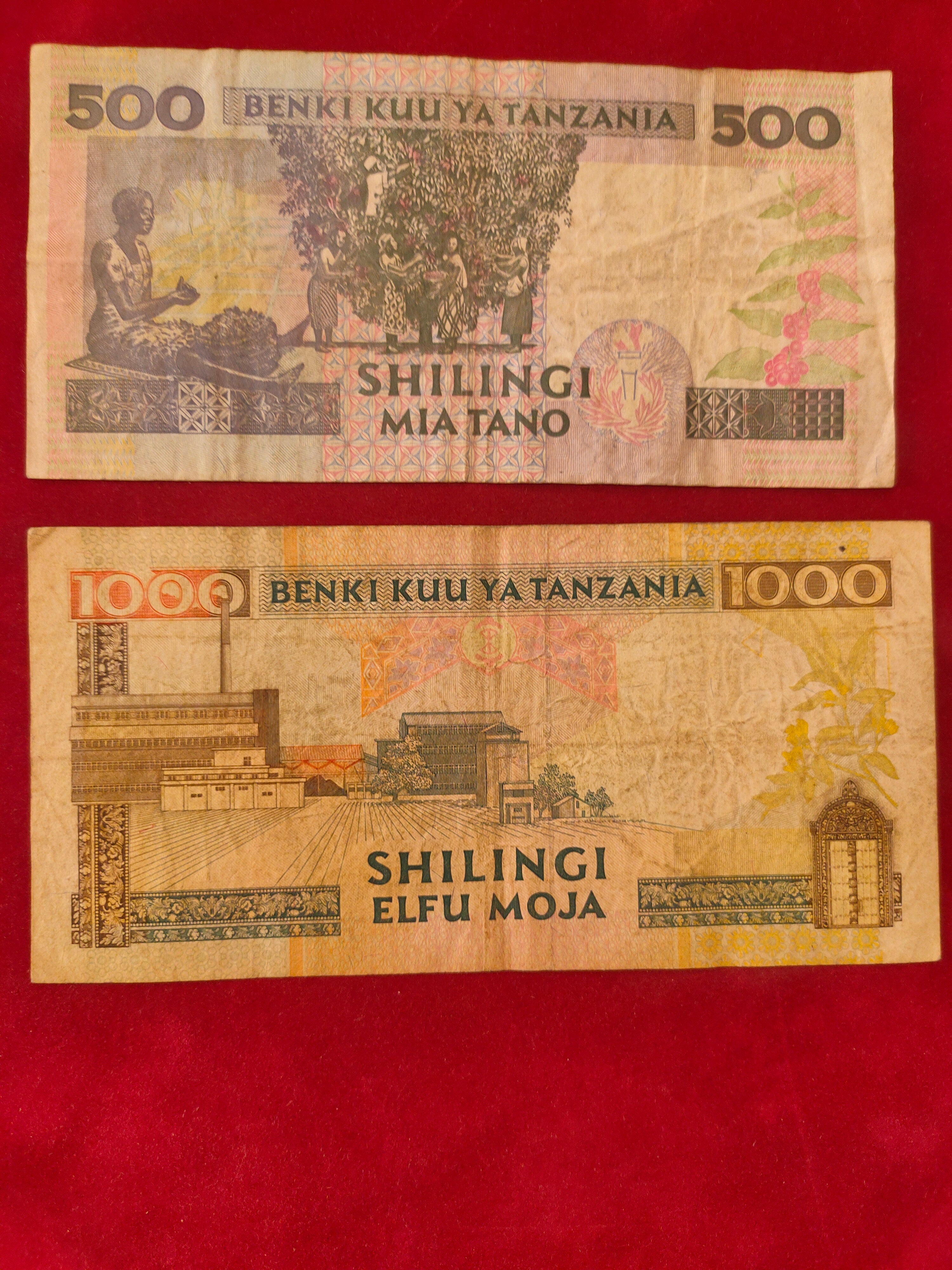 BANK OF TANZANIA 500, 1000 SHILINGI (D980)
