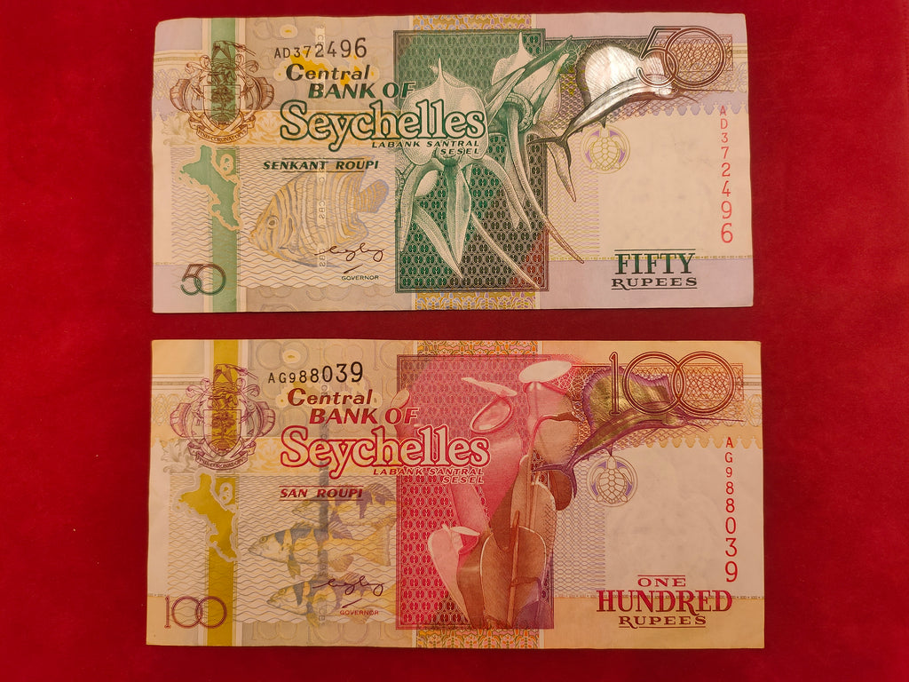 CENTRAL BANK OF SEYCHELLES 10, 25, 50, 100 RUPEES (289)