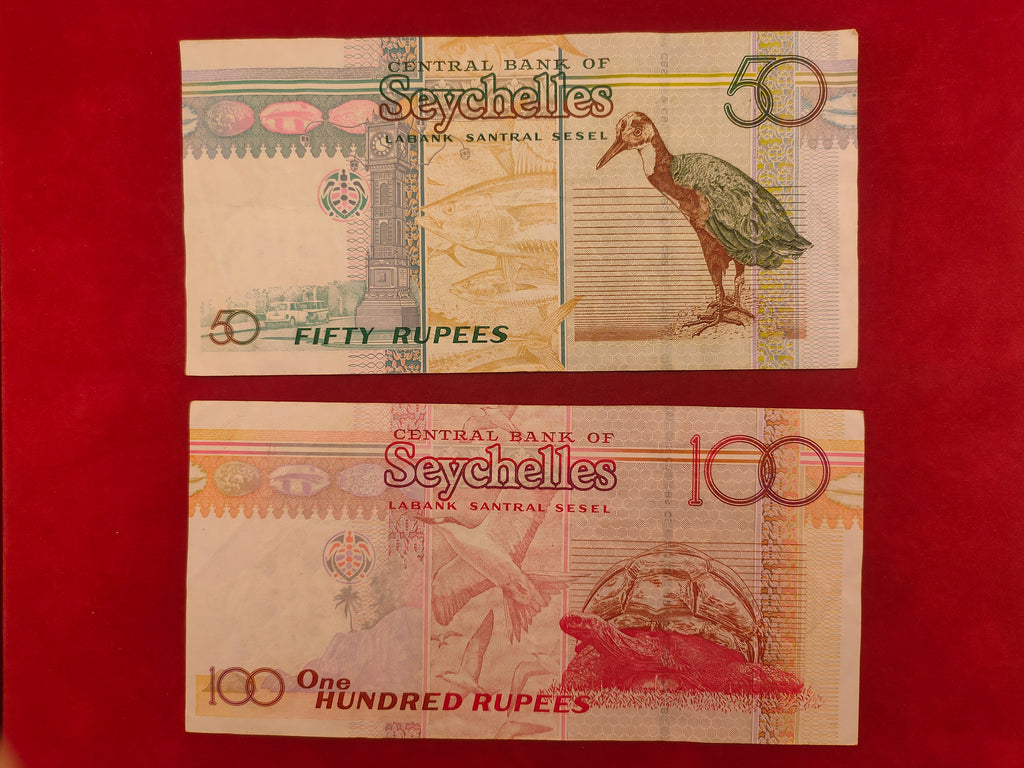 CENTRAL BANK OF SEYCHELLES 10, 25, 50, 100 RUPEES (289)