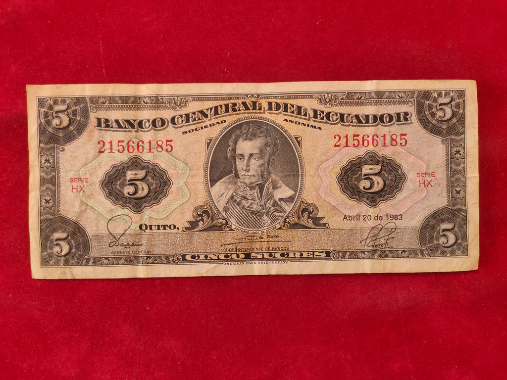 CENTRAL BANK OF ECUADOR 5 SUCRES (D793)