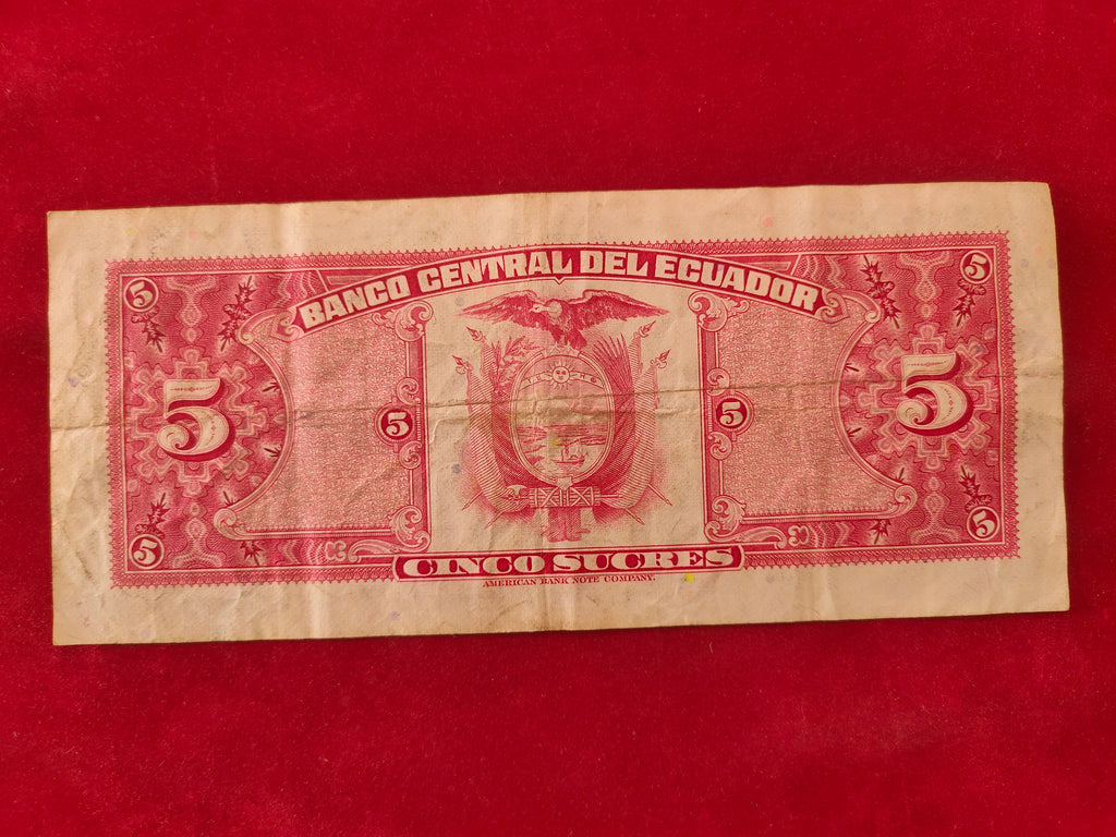 CENTRAL BANK OF ECUADOR 5 SUCRES (D793)