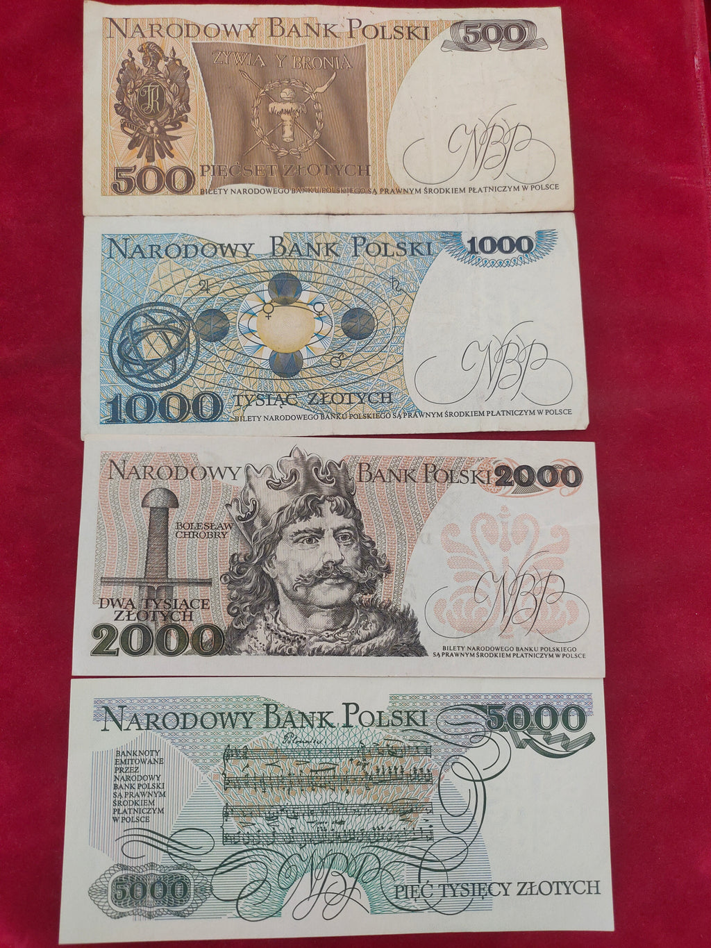 BANK OF POLAND 20, 50, 100, 200, 500, 1000, 2000, 5000 ZLOTYCH (250)