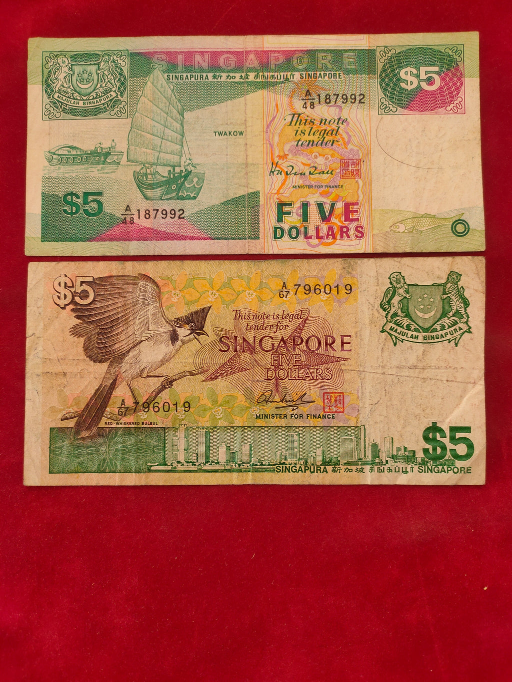 BANK OF SINGAPORE 5 DOLLARS (D898)