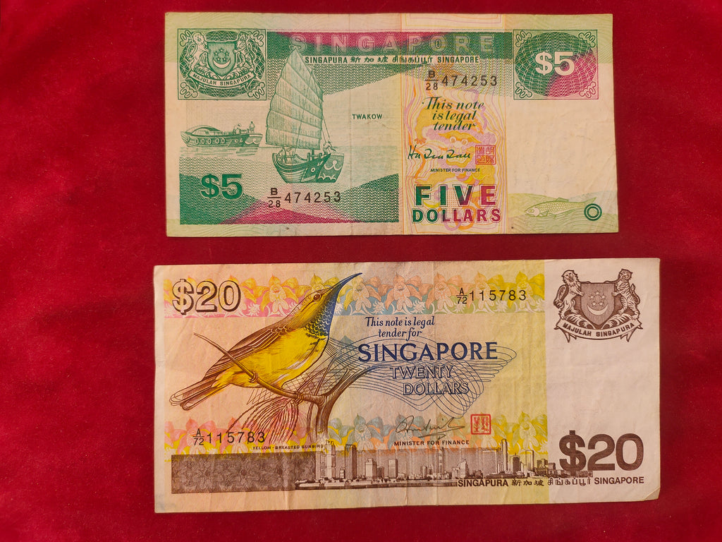 BANK OF SINGAPORE 5, 20 DOLLARS (D897)
