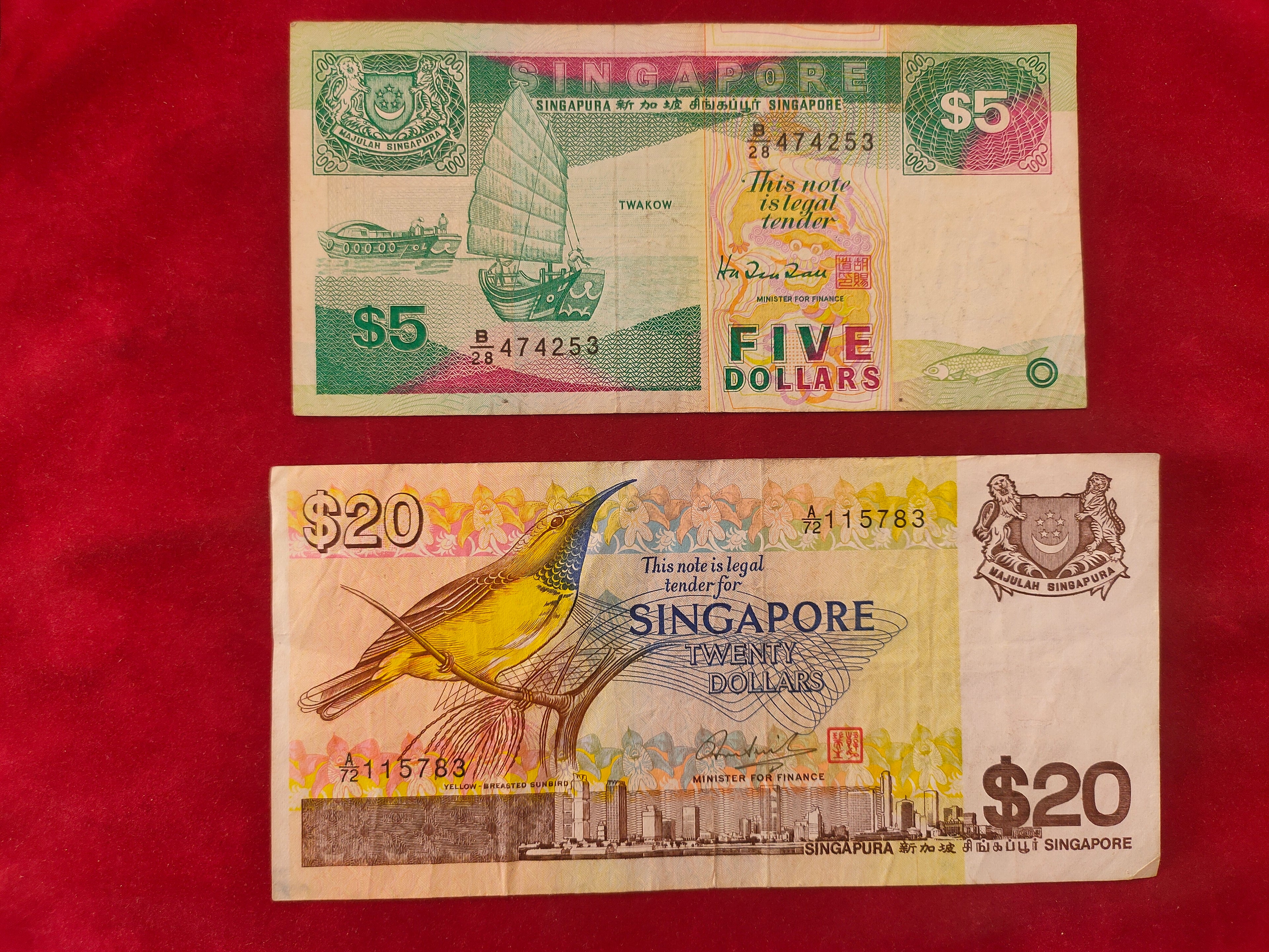 BANK OF SINGAPORE 5, 20 DOLLARS (D897)