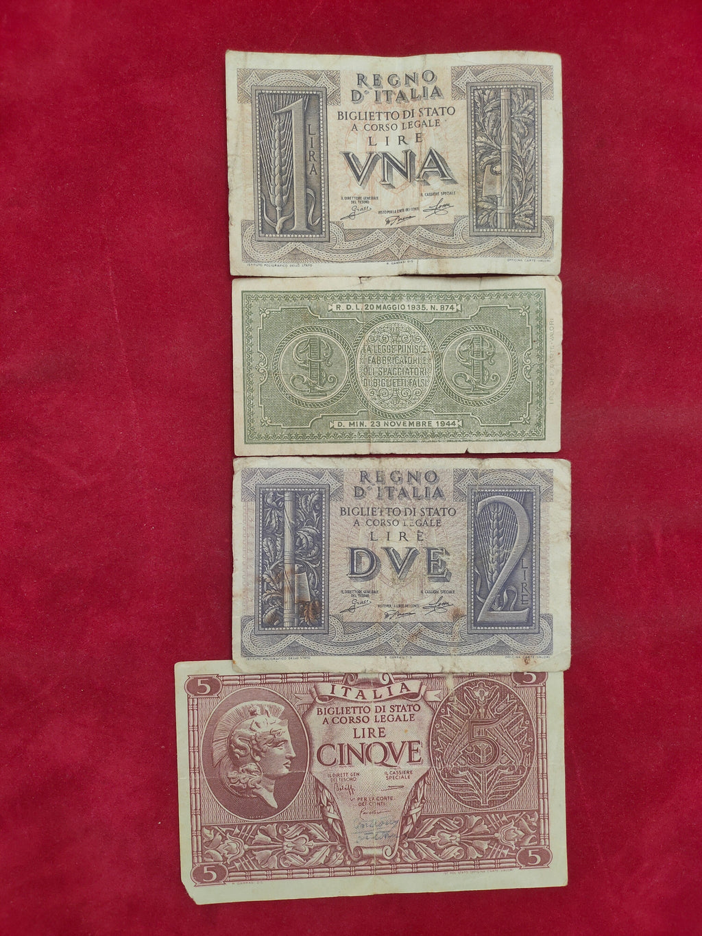 BANK OF ITALY 1, 2,5,10 LIRE (D848)