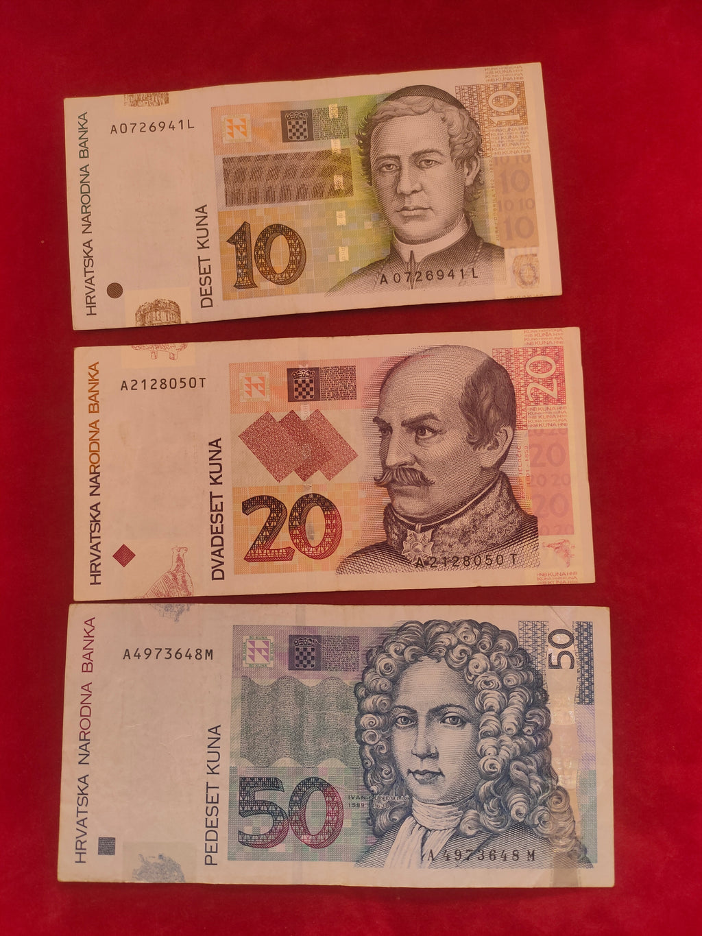 BANK OF CROATIA 10, 20, 50 KUNA (1049)