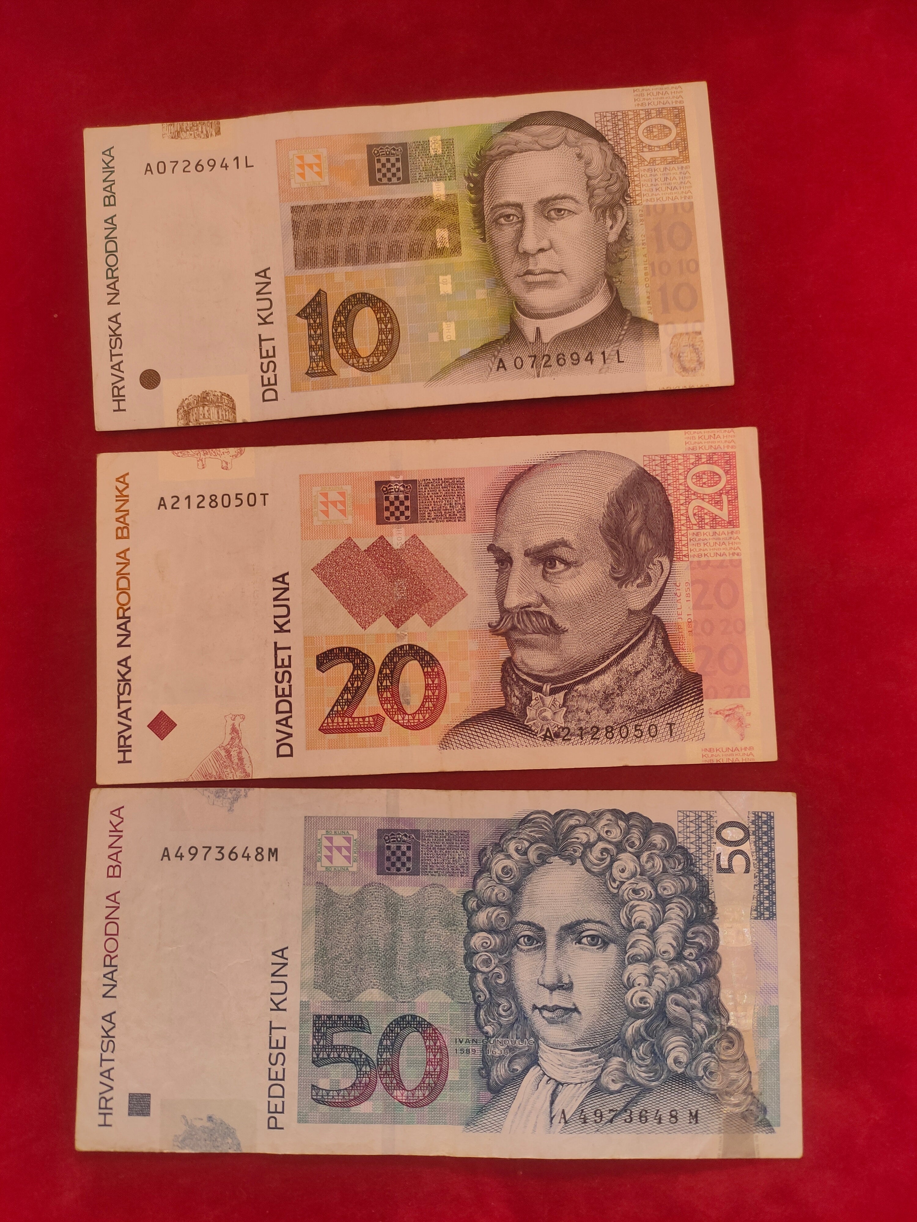 BANK OF CROATIA 10, 20, 50 KUNA (1049)