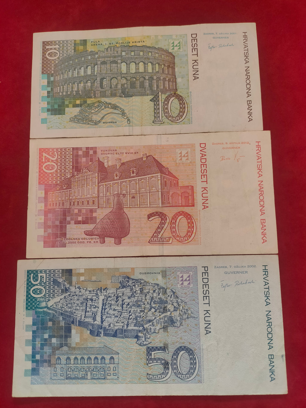 BANK OF CROATIA 10, 20, 50 KUNA (1049)