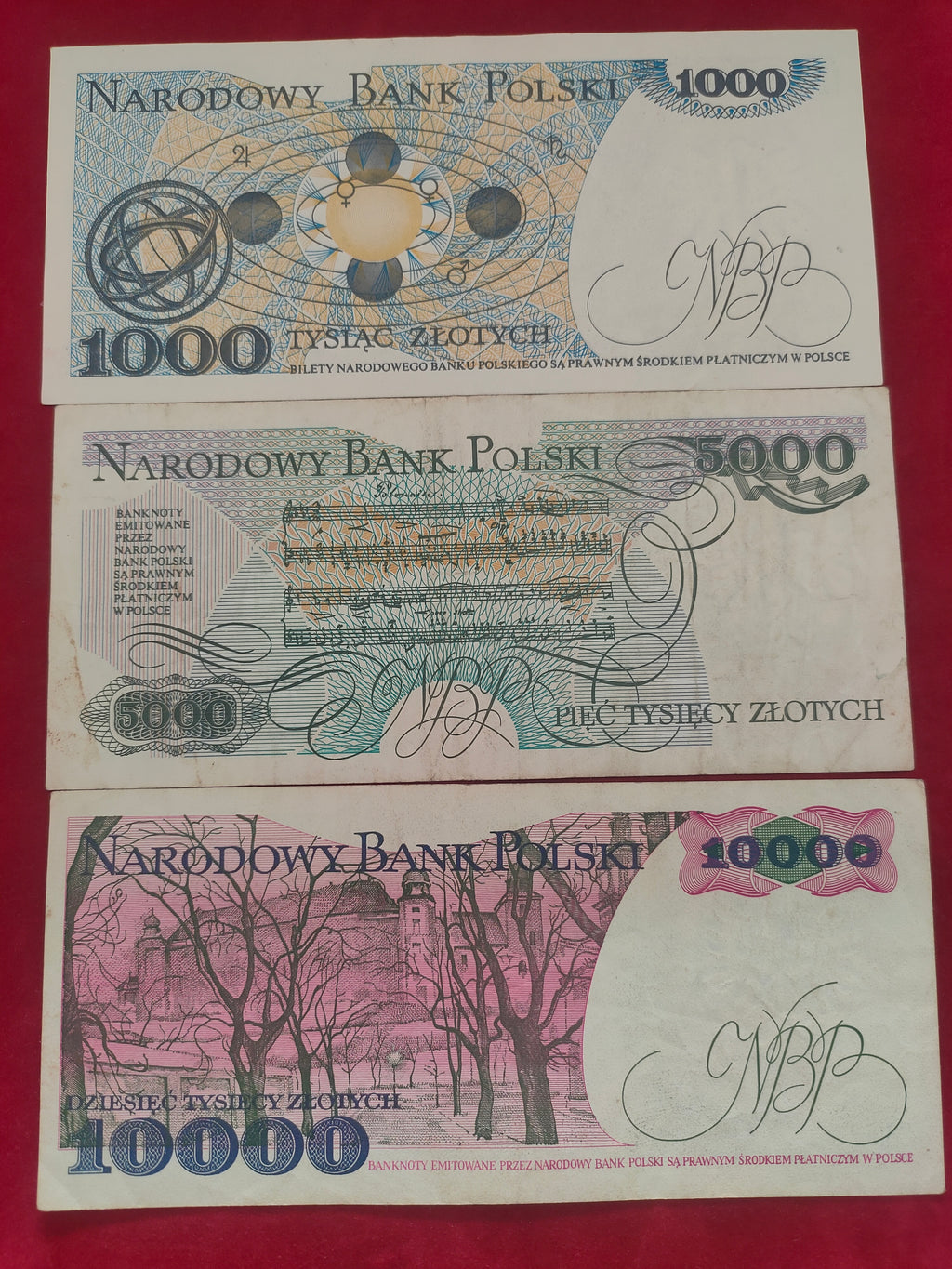 NATIONAL BANK OF POLAND 1000, 5000, 10000 ZLOTYCH (D397)