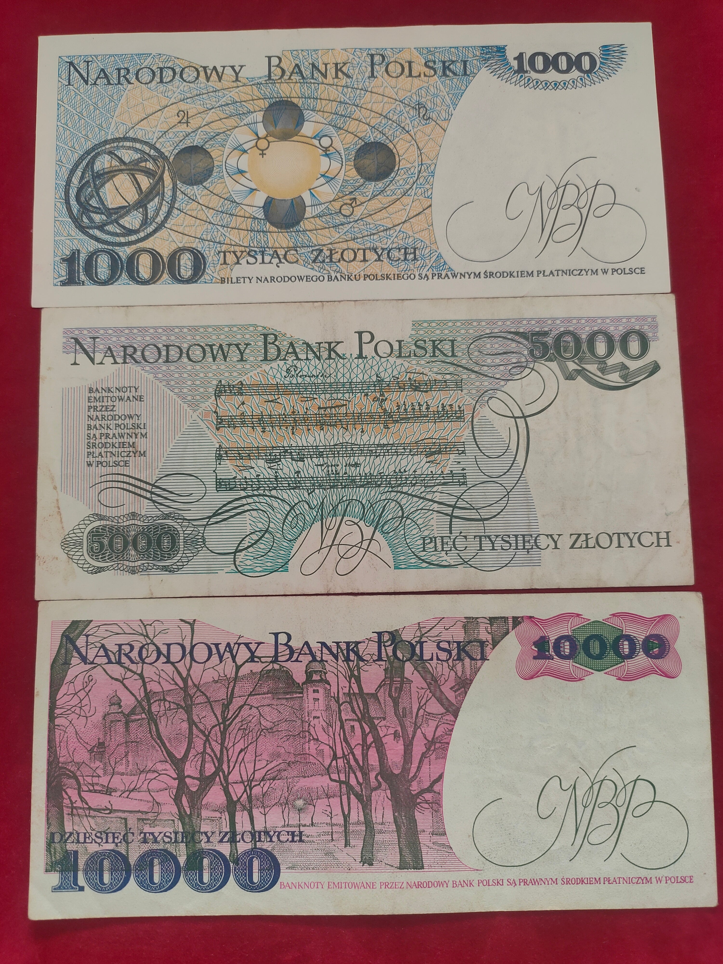 NATIONAL BANK OF POLAND 1000, 5000, 10000 ZLOTYCH (D397)