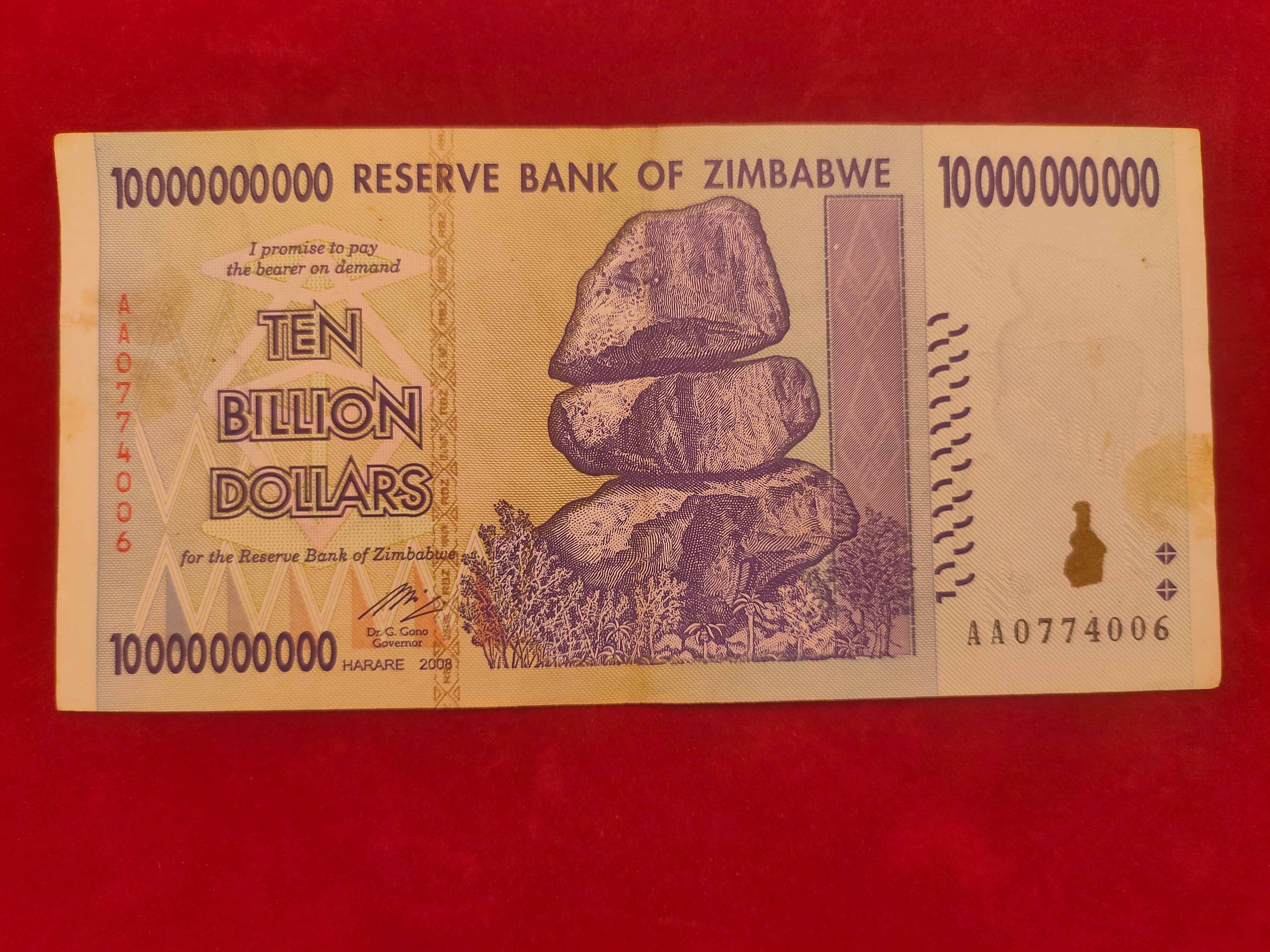RESERVE BANK OF ZIMBABWE 10000000000 DOLLARS (REF. 135)