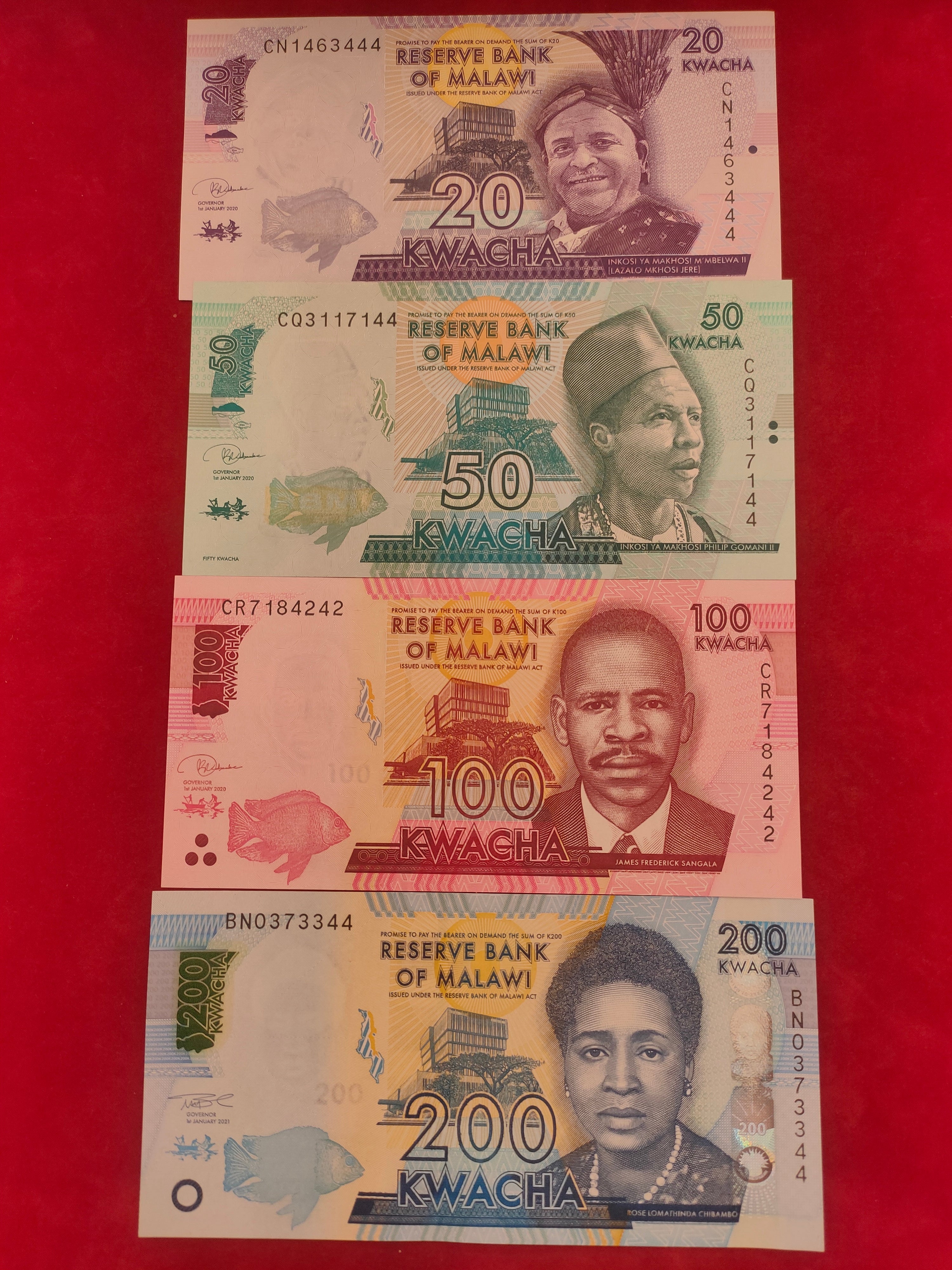 RESERVE BANK OF MALAWI 20, 50, 100, 200, 500, 1000, 2000, 5000 KWACHA (Y067)
