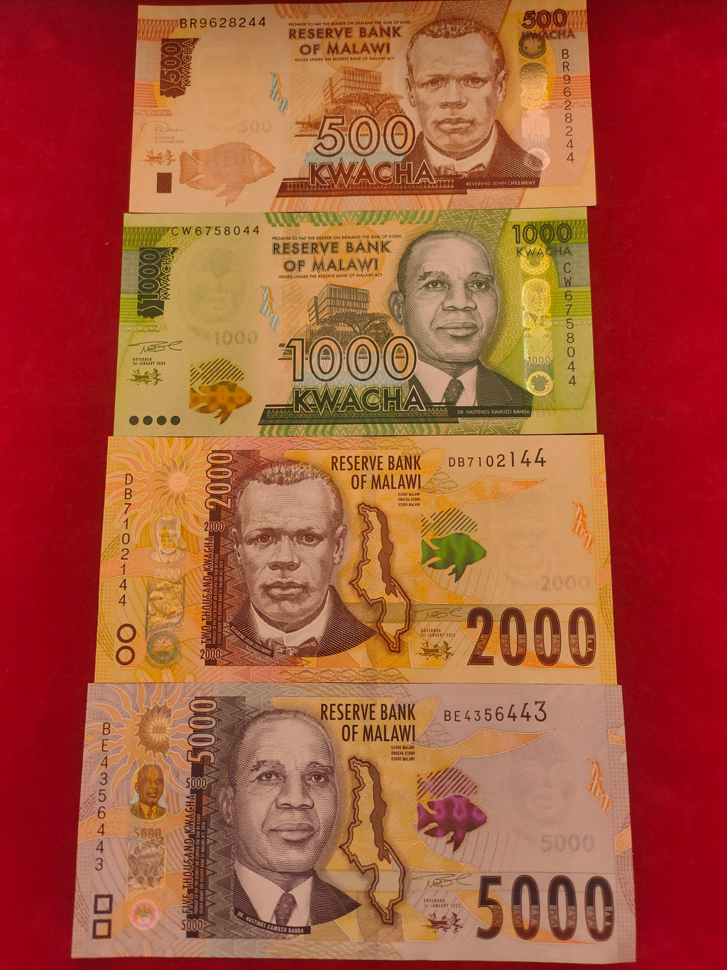 RESERVE BANK OF MALAWI 20, 50, 100, 200, 500, 1000, 2000, 5000 KWACHA (Y067)
