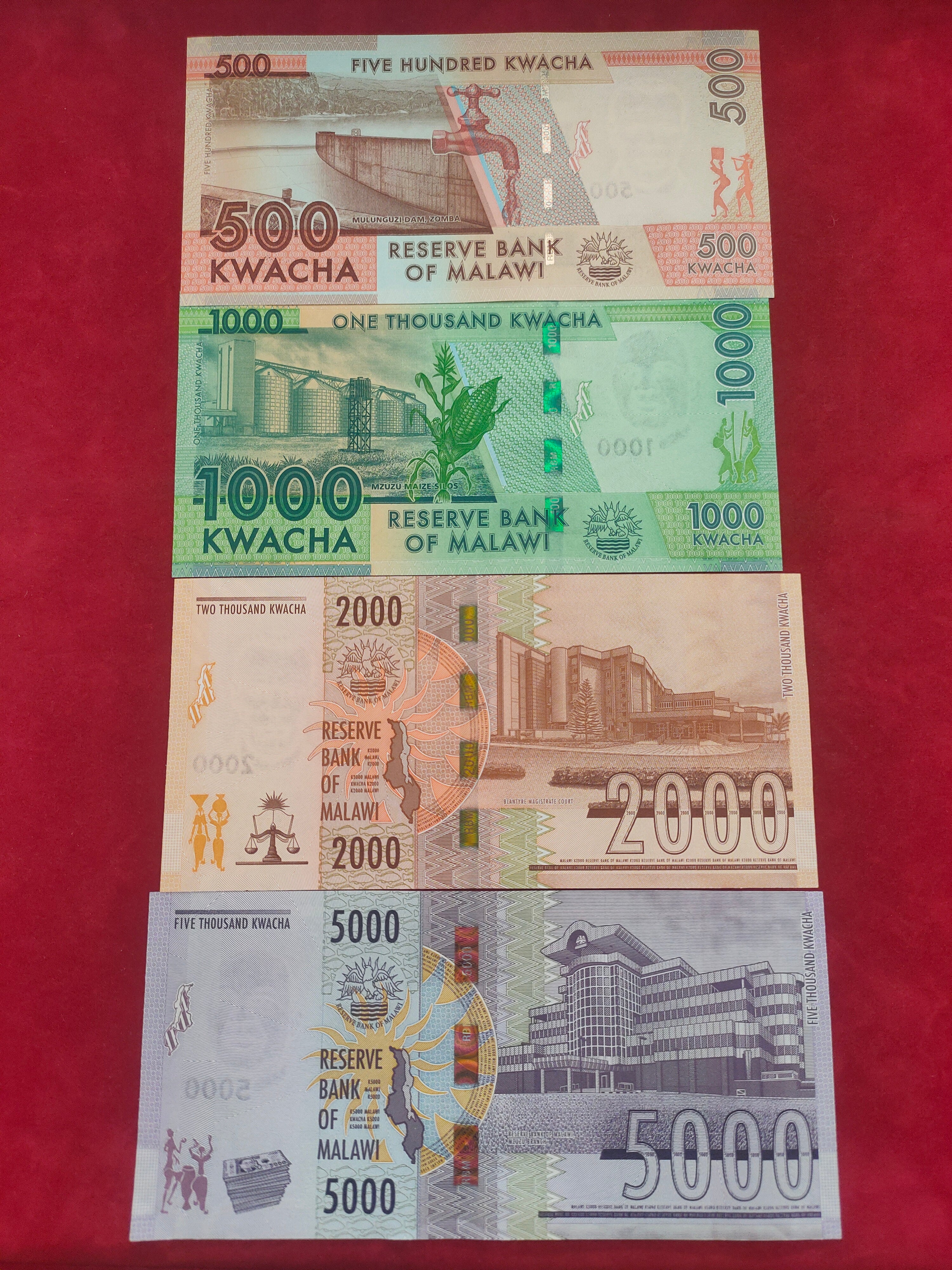 RESERVE BANK OF MALAWI 20, 50, 100, 200, 500, 1000, 2000, 5000 KWACHA (Y067)
