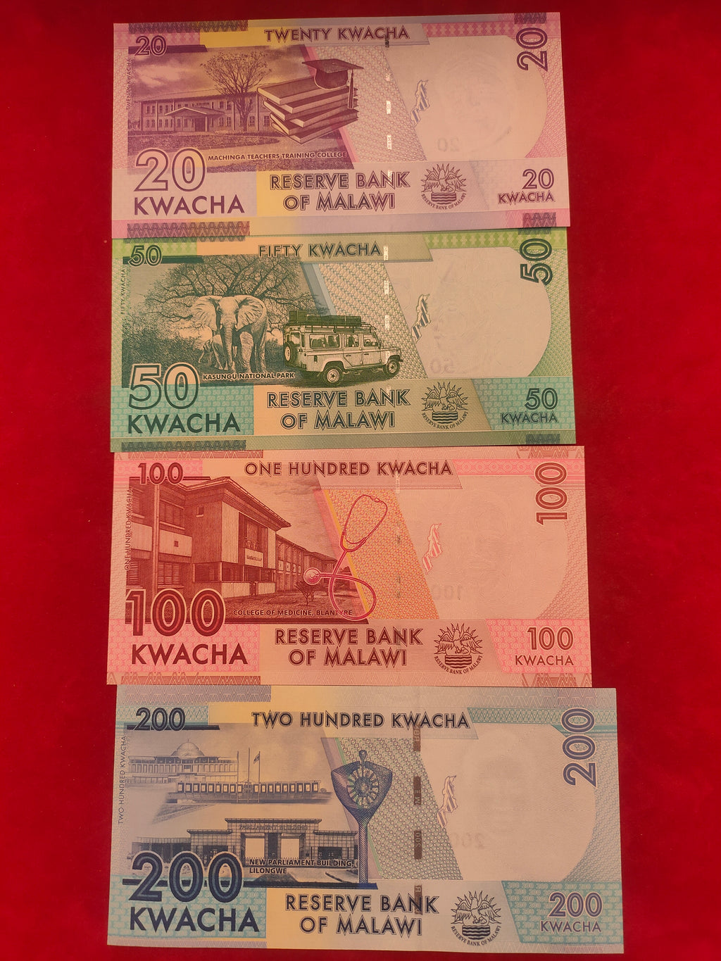 RESERVE BANK OF MALAWI 20, 50, 100, 200, 500, 1000, 2000, 5000 KWACHA (Y070)