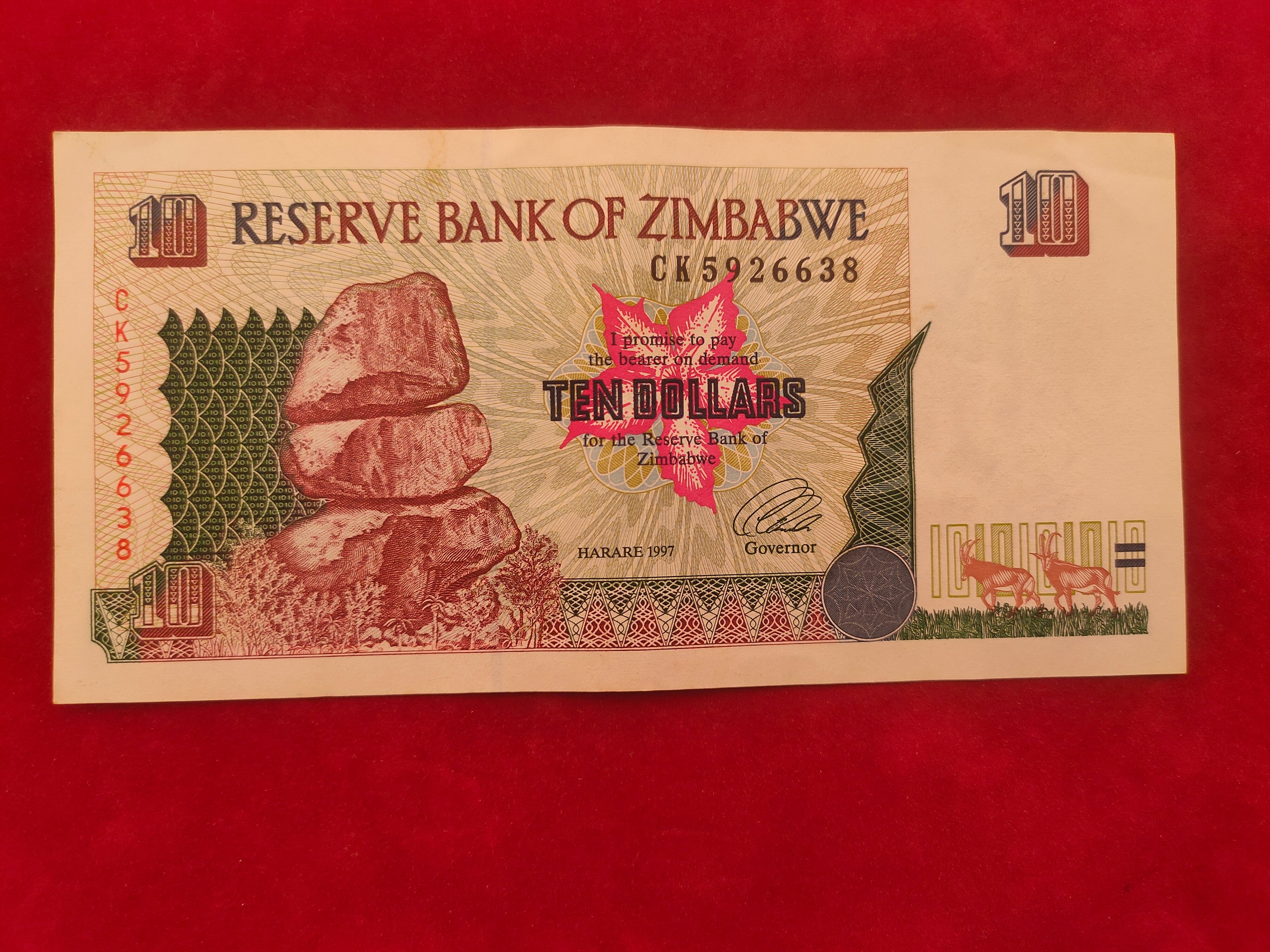 RESERVE BANK OF ZIMBABWE 10 DOLLARS (1050)
