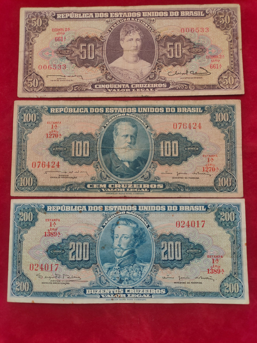 BANK OF BRASIL 50, 100, 200 CRUZEIROS (253)