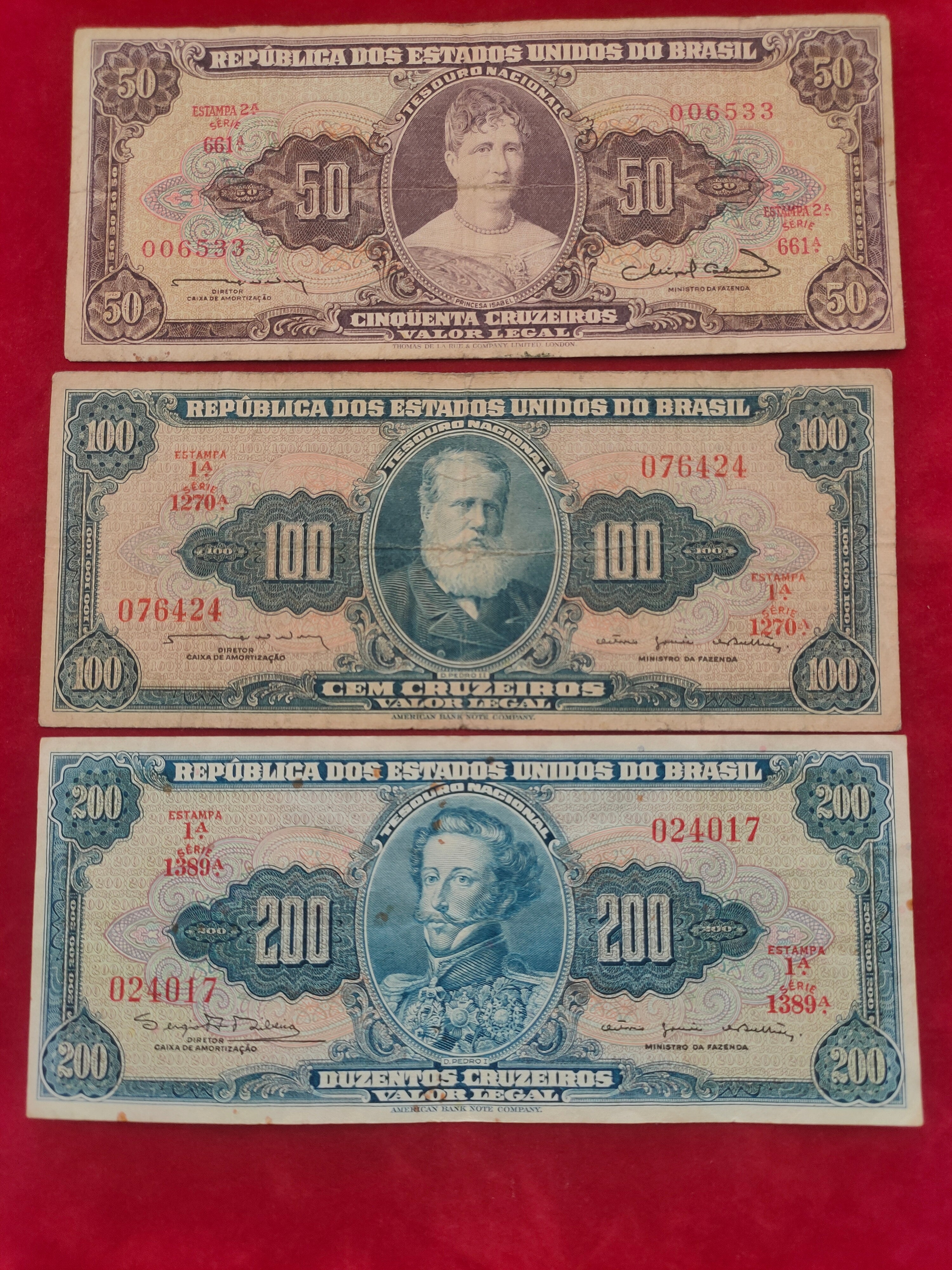 BANK OF BRASIL 50, 100, 200 CRUZEIROS (253)