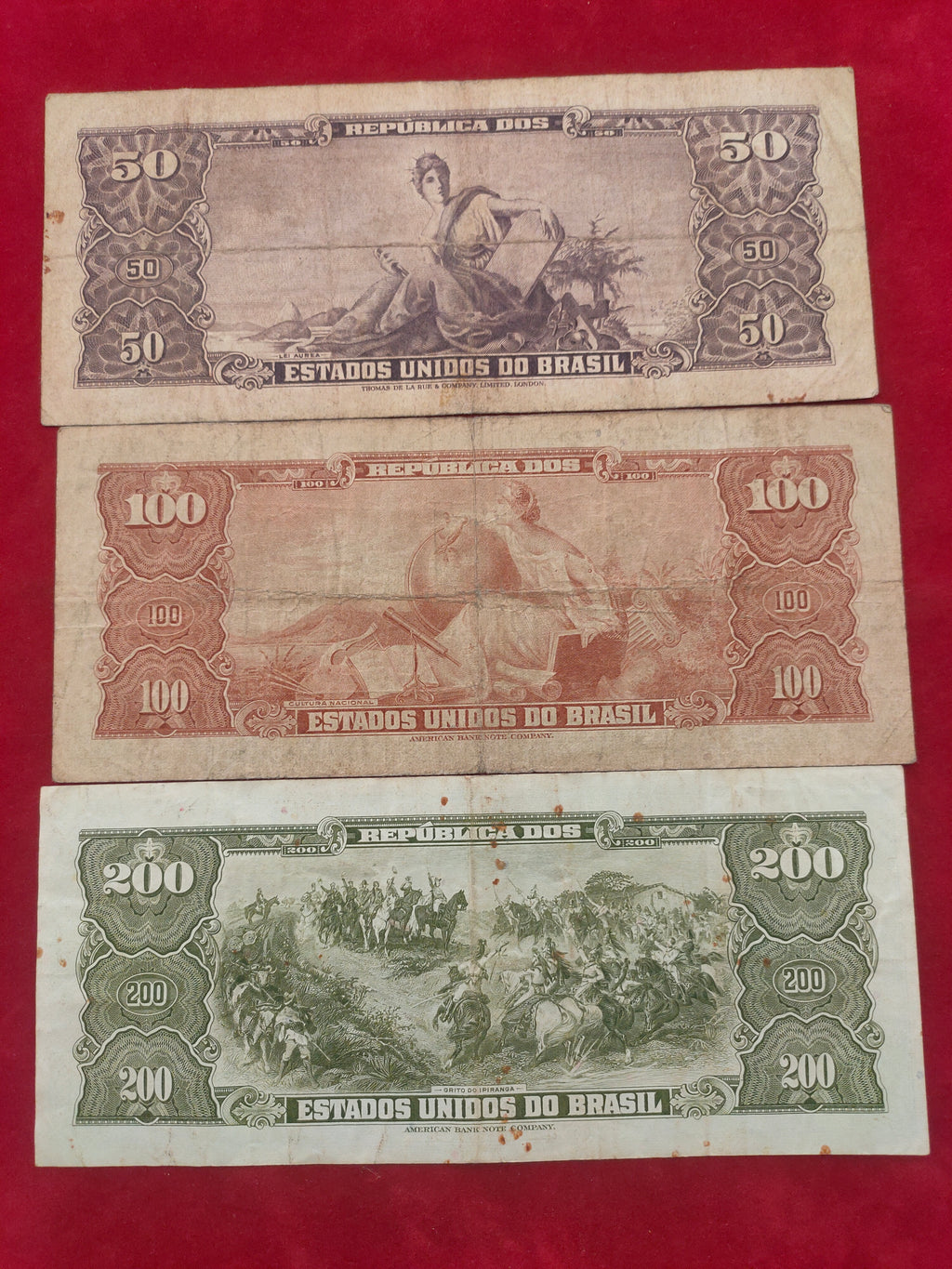 BANK OF BRASIL 50, 100, 200 CRUZEIROS (253)