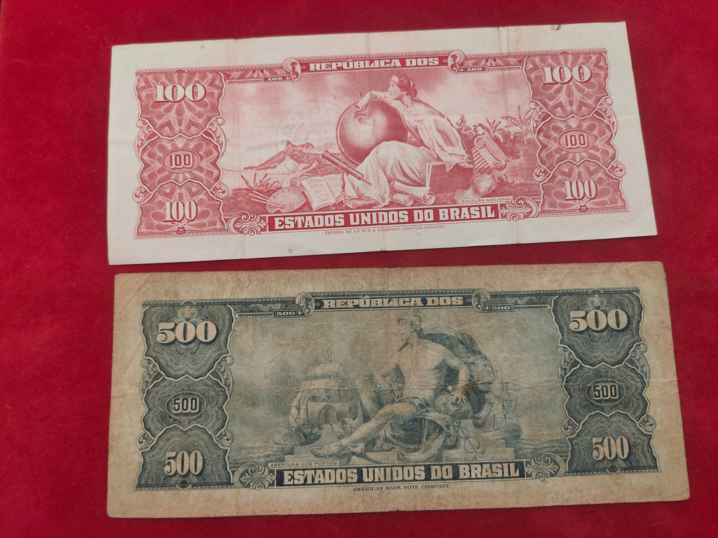BANK OF BRASIL 100, 500 CRUZEIROS (Y036)