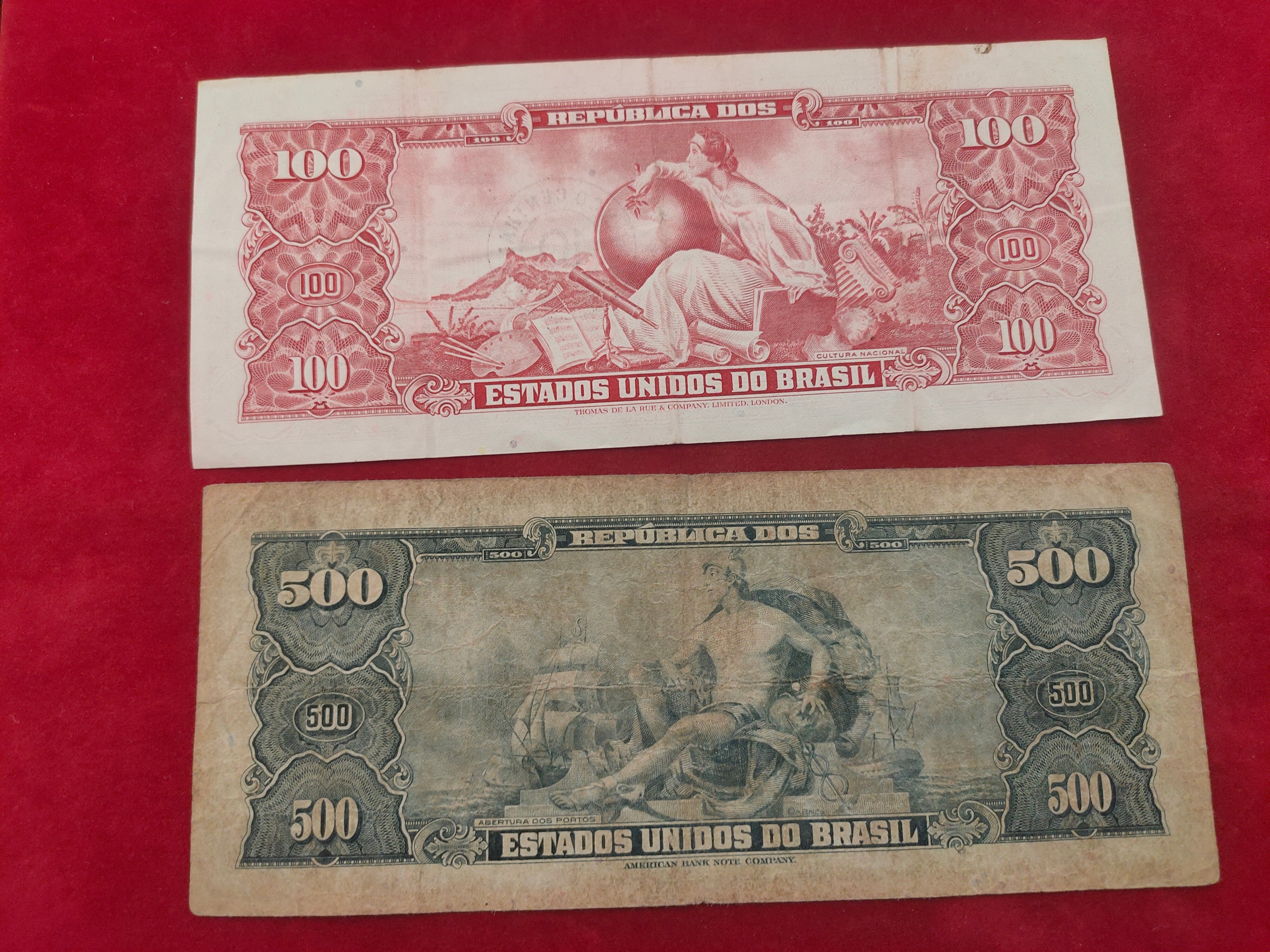 BANK OF BRASIL 100, 500 CRUZEIROS (Y036)