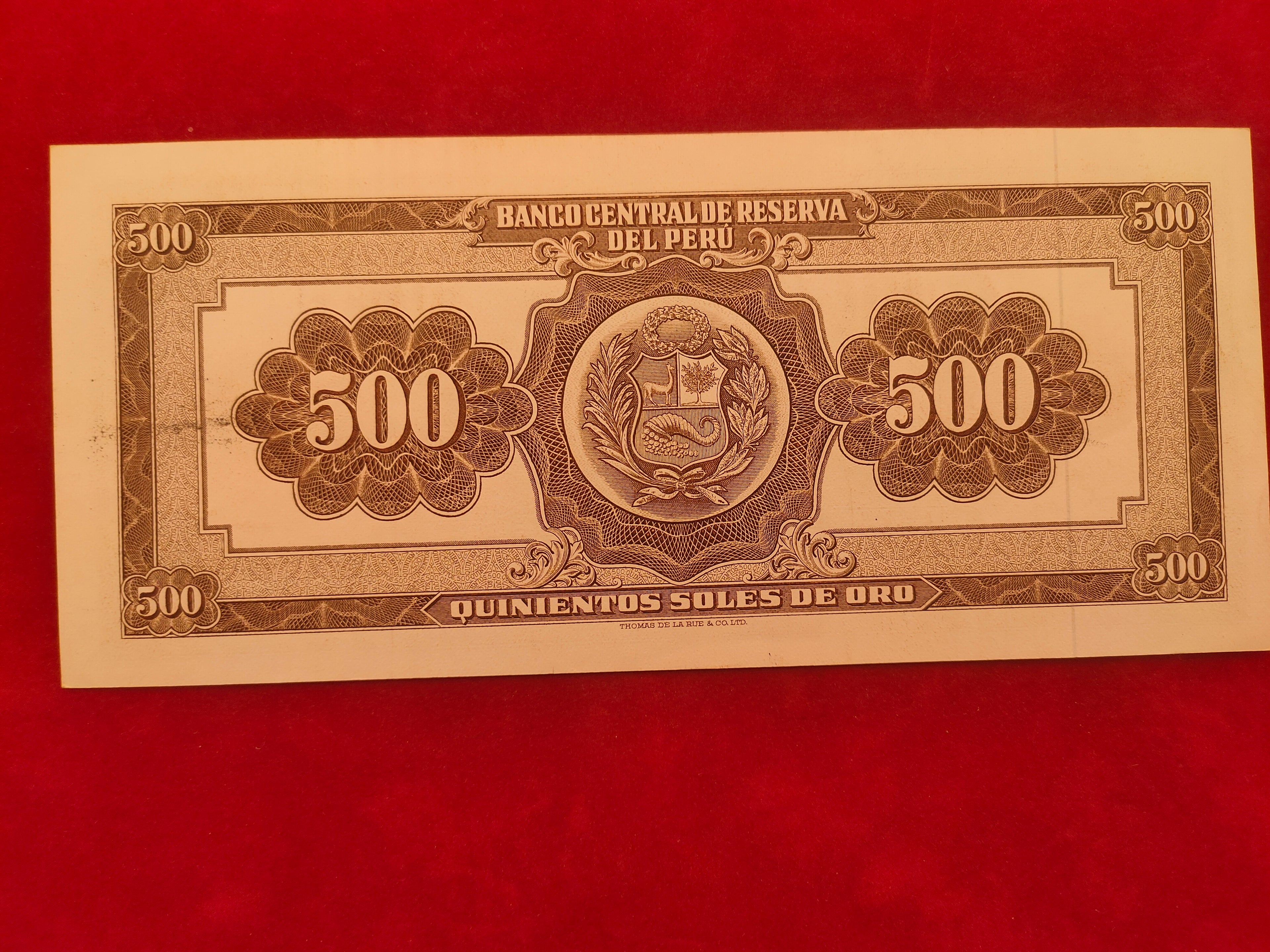 CENTRAL BANK OF PERU 500 SOLES ORO (C320)