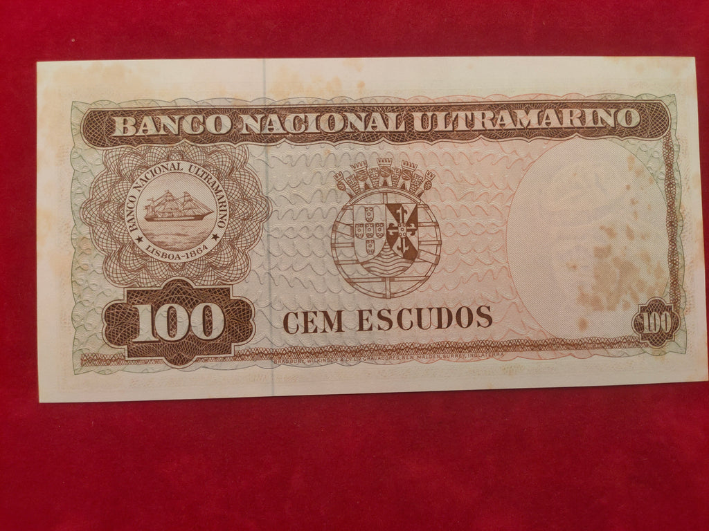 NATIONAL BANK OF UITRAMARINO 100 ESCUDOS (D808)