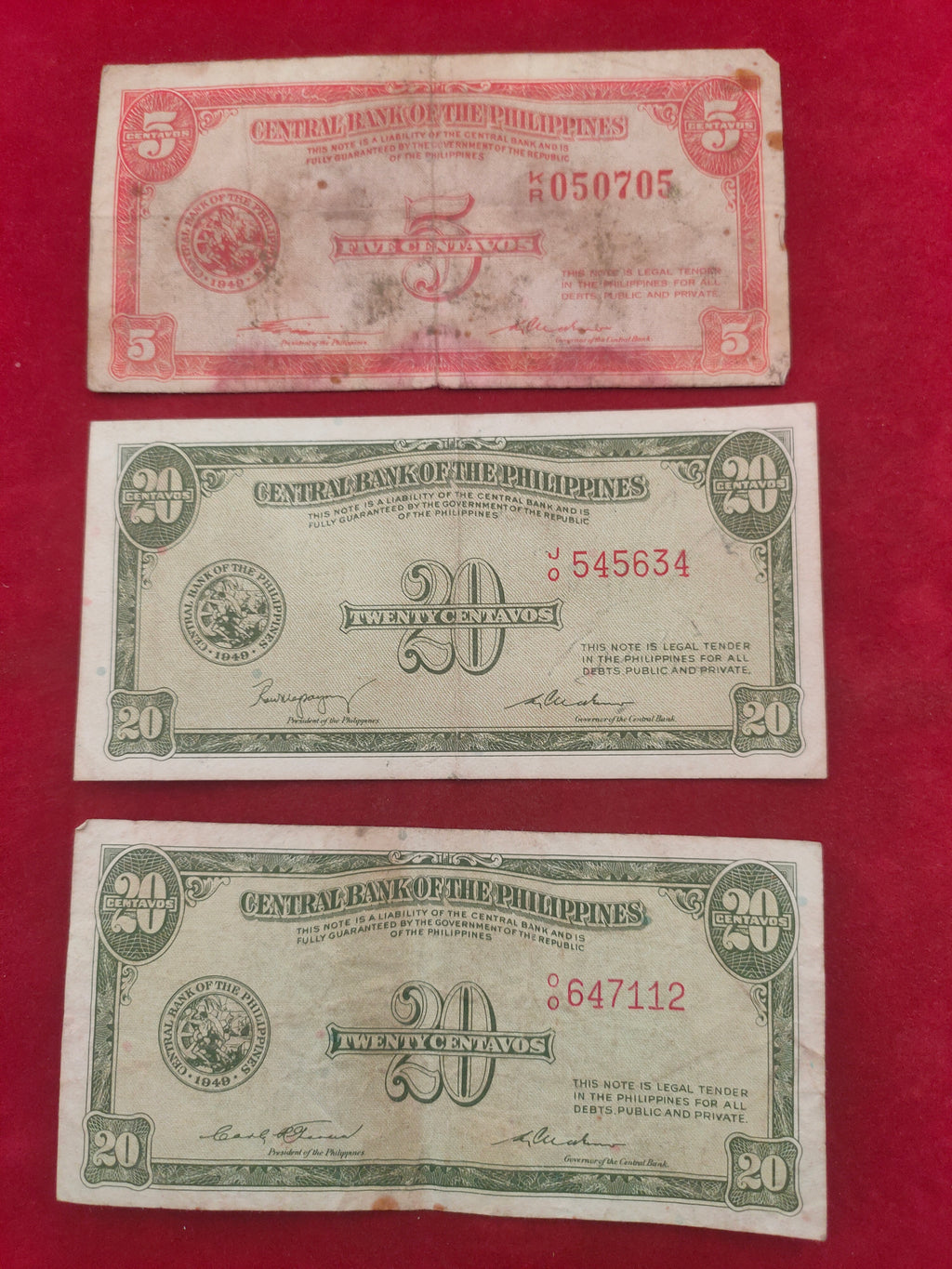 CENTRAL BANK OF PHILIPPINES 5, 20 CENTAVOS (D815)