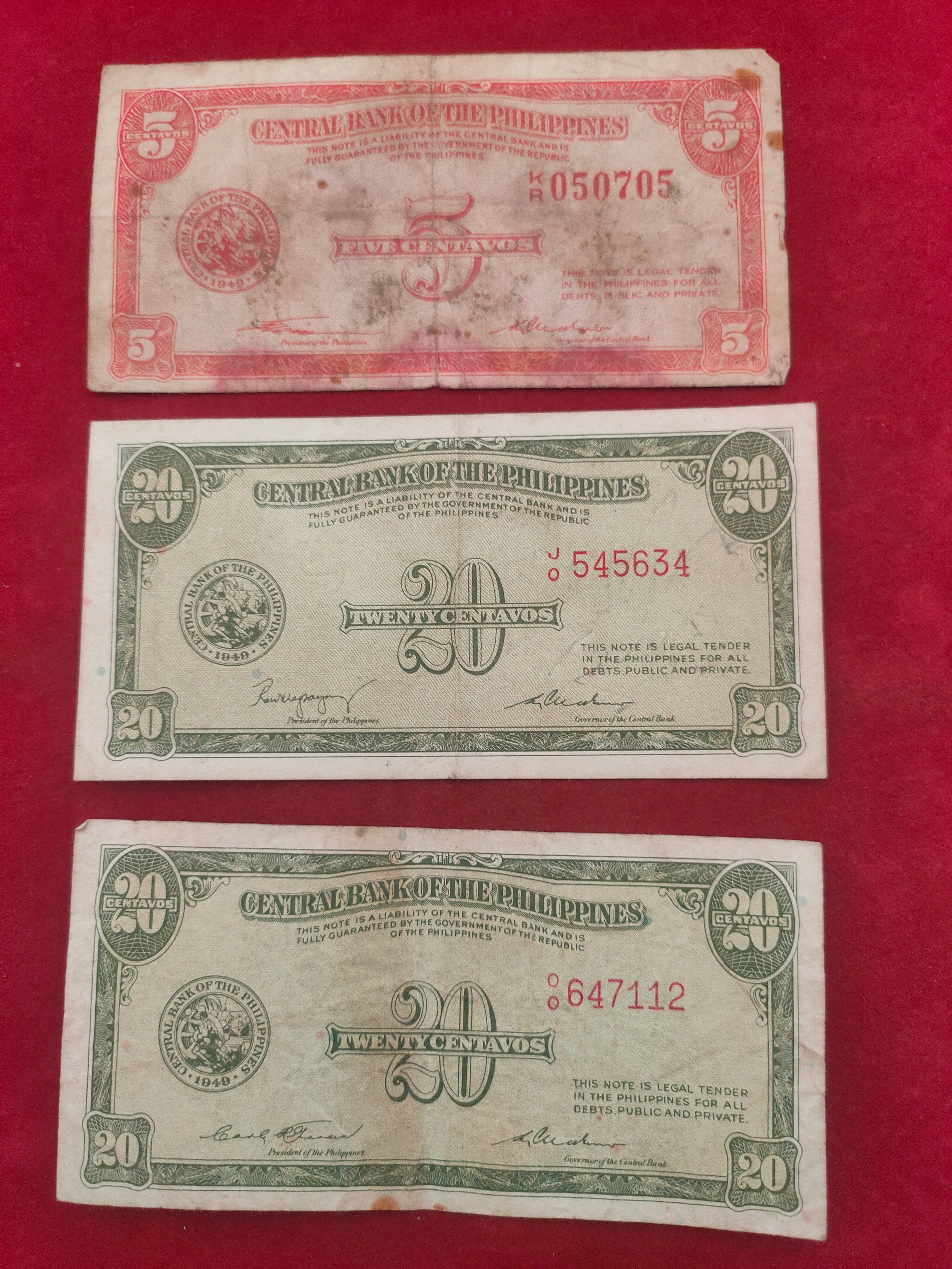 CENTRAL BANK OF PHILIPPINES 5, 20 CENTAVOS (D815)