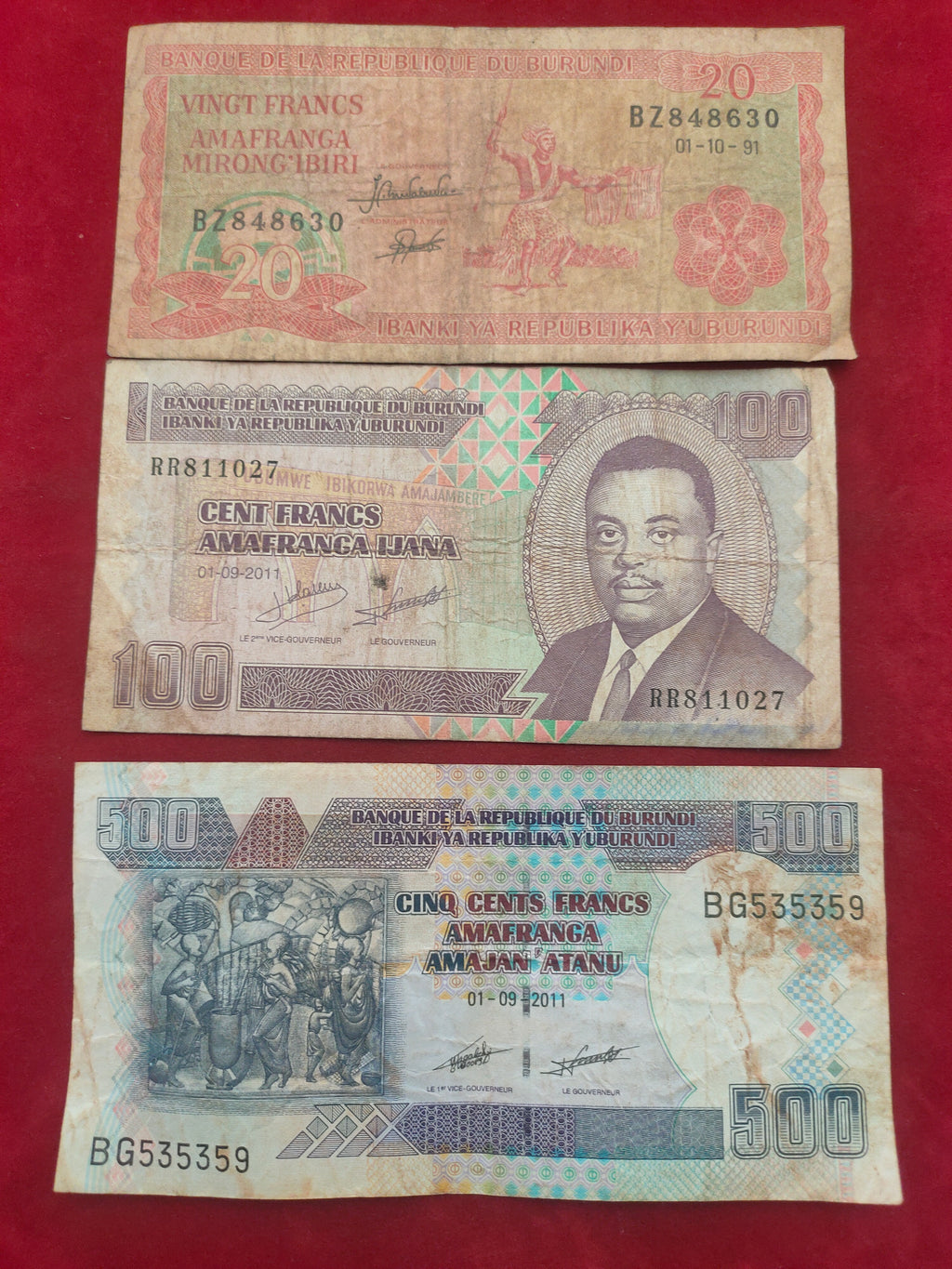 BANK OF BURUNDI 20, 100, 500 FEATURES (1105)