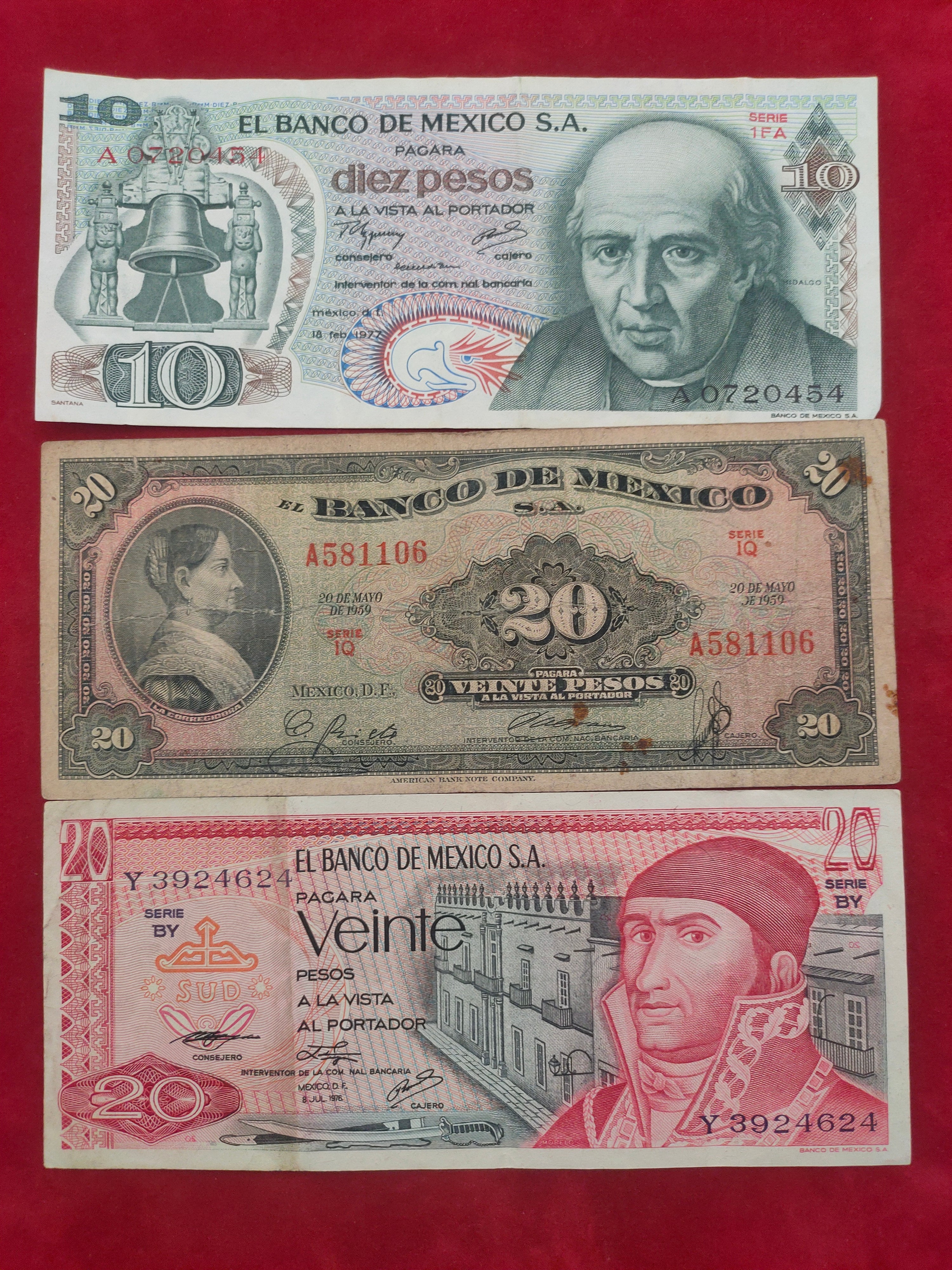 BANK OF MEXICO 10, 20  PESOS (510)