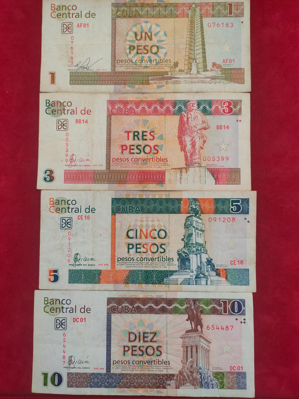 CENTRAL BANK OF CUBA 1, 3, 5, 10 PESOS (482)