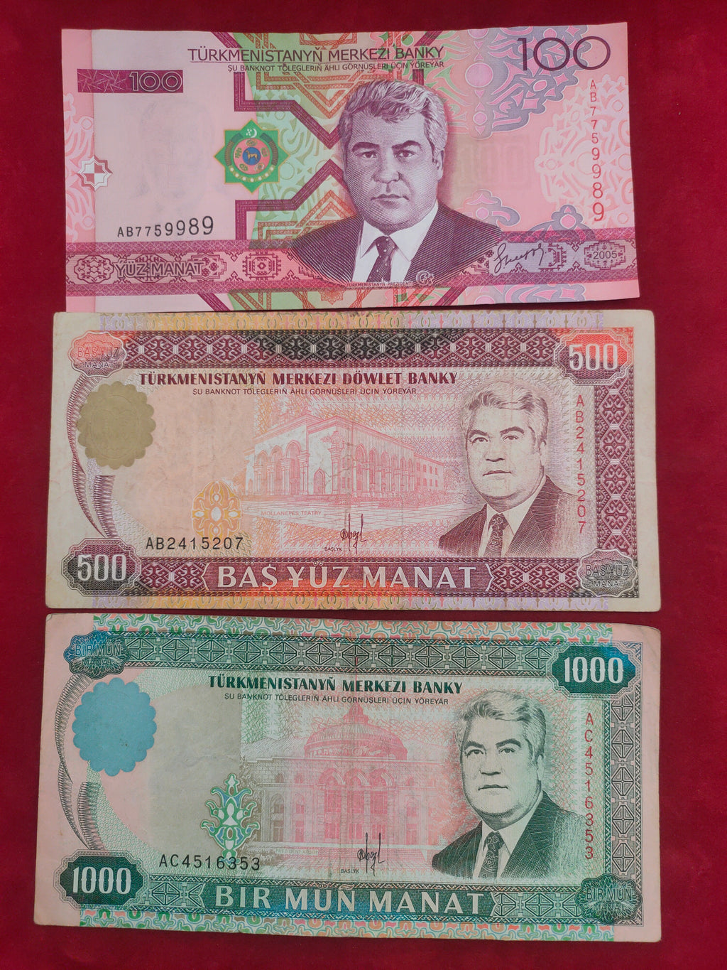 CENTRAL BANK OF TURKMENISTAN 100, 500, 1000, 5000, 10000 MANAT (624)