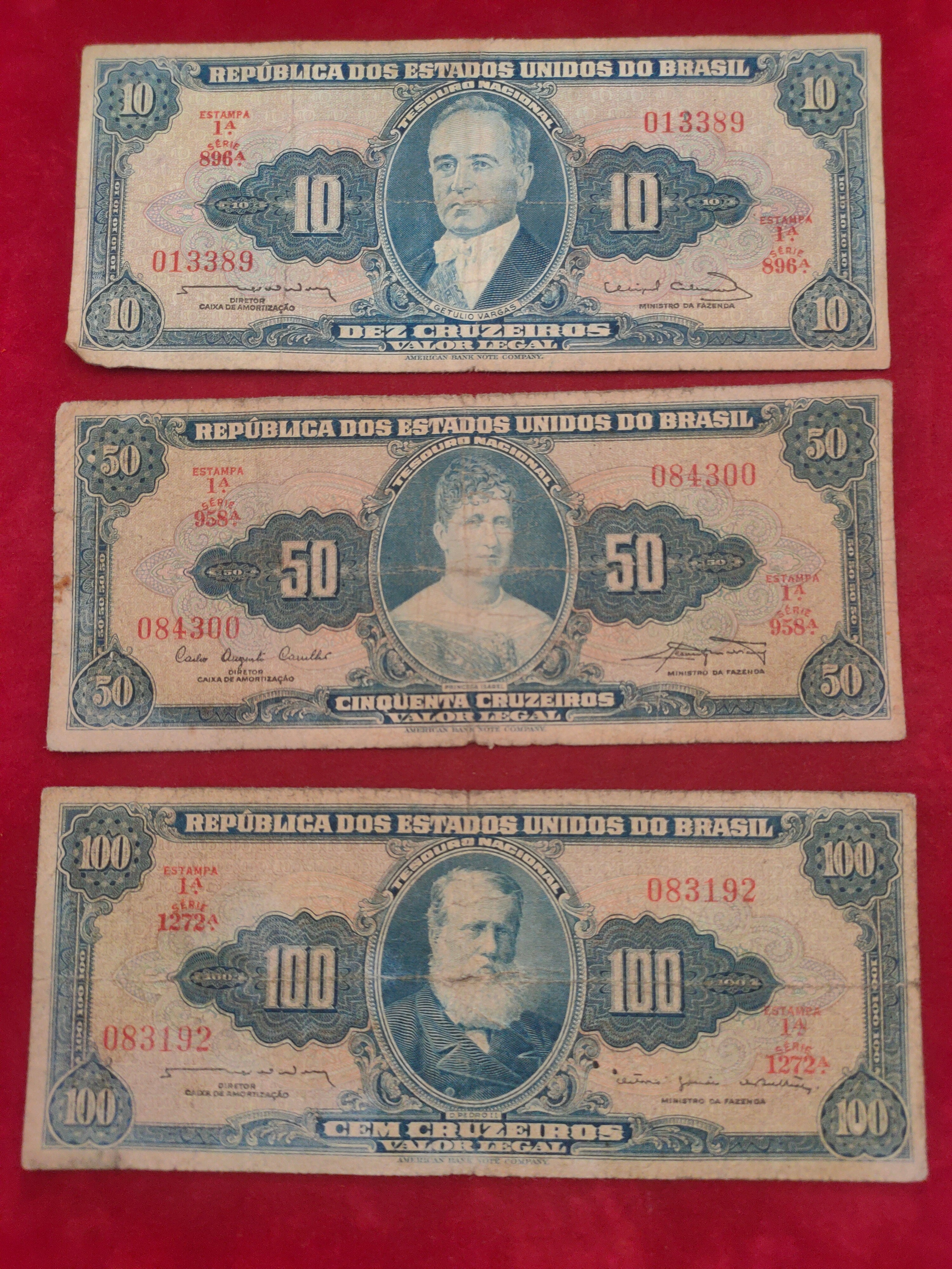 BANK OF BRASIL 10, 50, 100 CRUZEIROS (Y224)