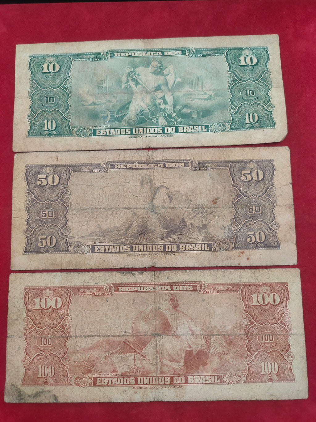 BANK OF BRASIL 10, 50, 100 CRUZEIROS (Y224)