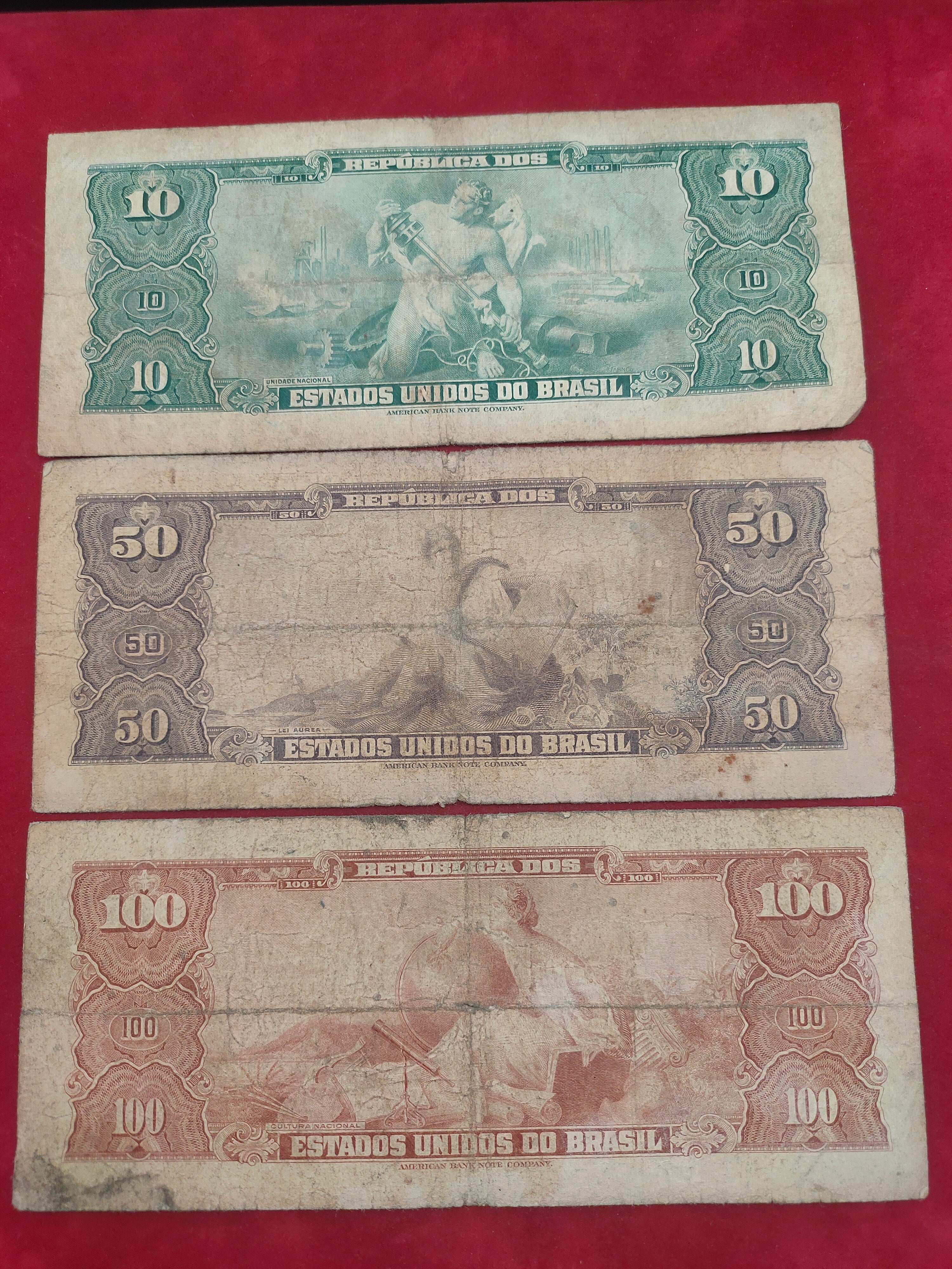 BANK OF BRASIL 10, 50, 100 CRUZEIROS (Y224)